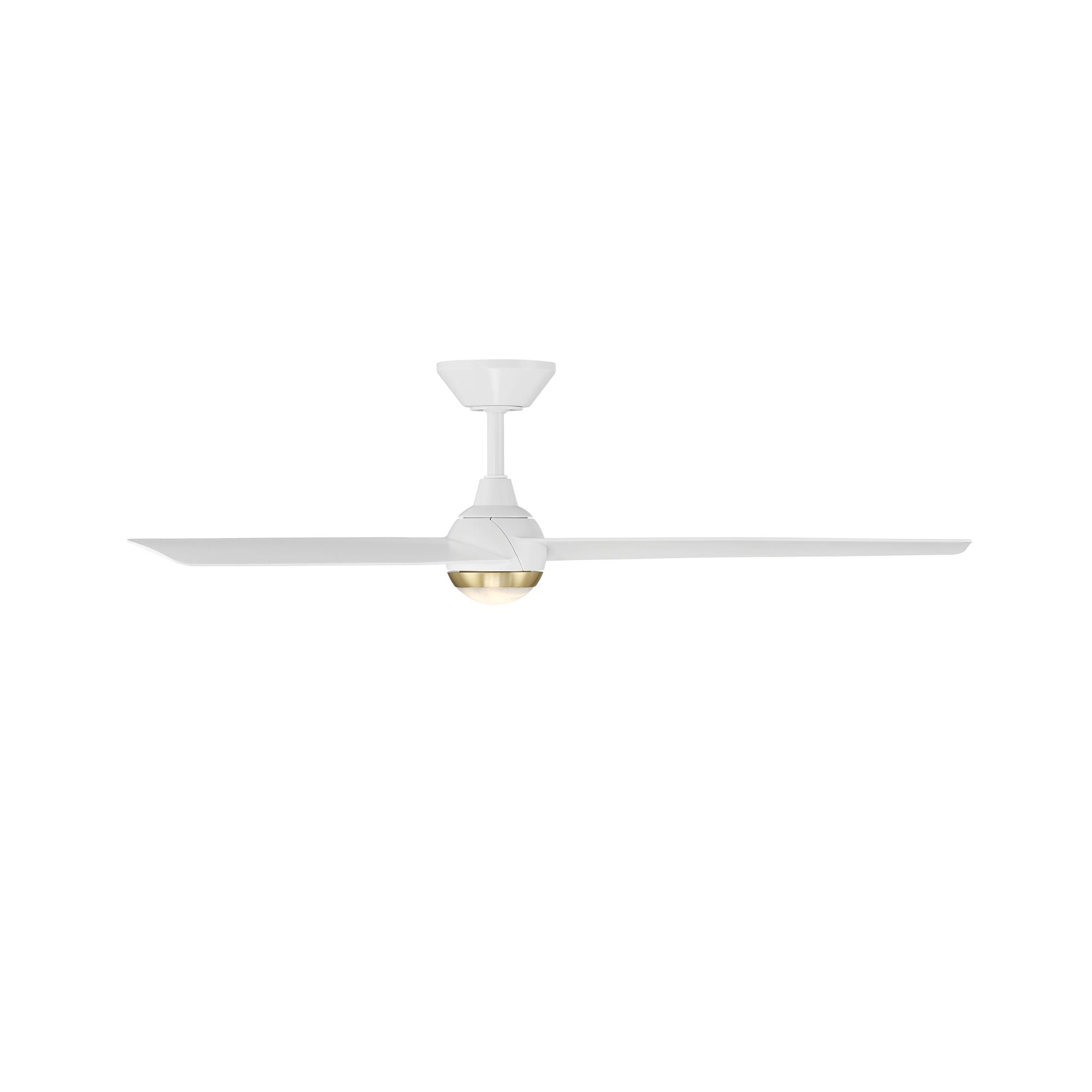 Pisces 54" LED Smart Ceiling Fan with Alabaster Glass, Matte White & Soft Brass