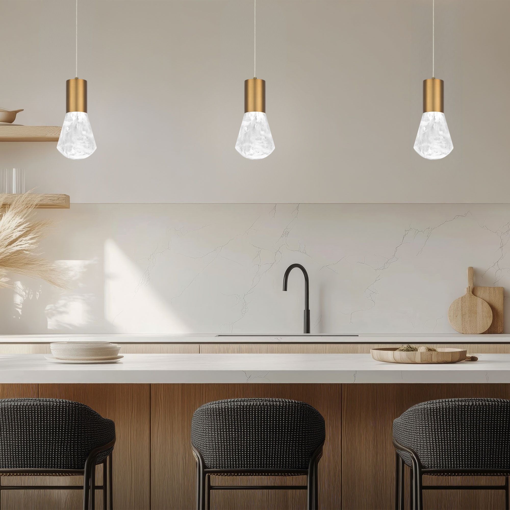 Plum 6" LED Mini Pendant, Aged Brass Finish
