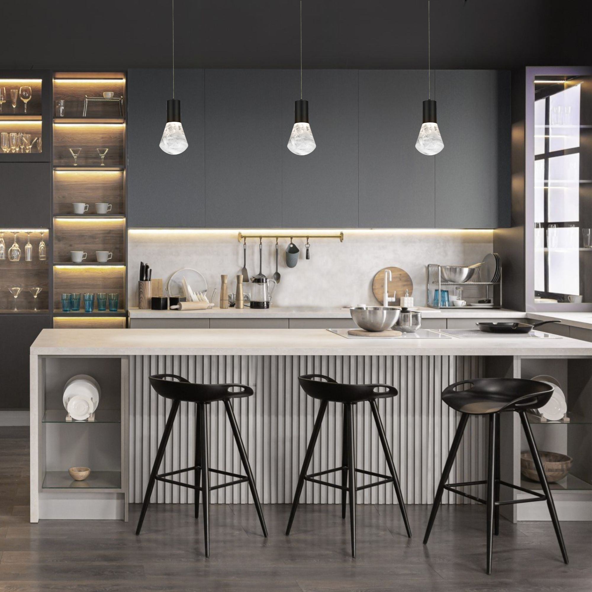 Plum 6" LED Mini Pendant, Black Finish