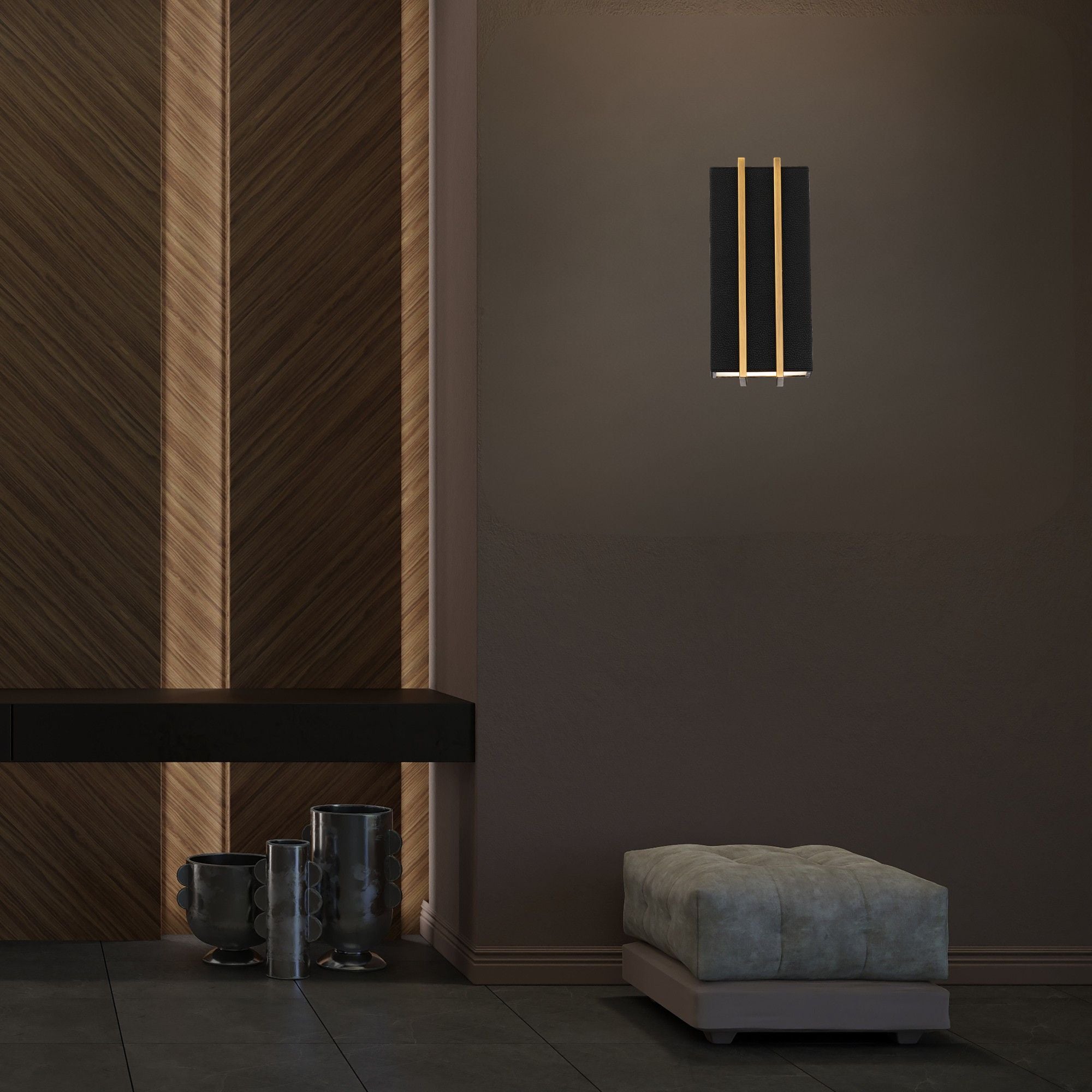 Poet 12" LED Wall Sconce, Black & Aged Brass Finish