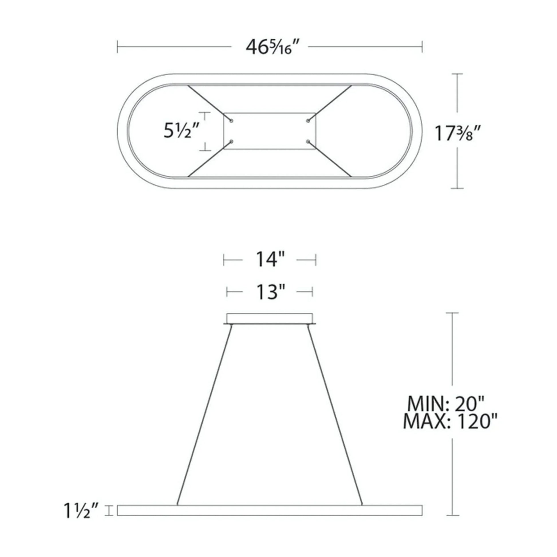 Modern Forms - Racetrack 46" LED Linear Pendant, 2700K, Brushed Aluminum Finish | Bees Lighting
