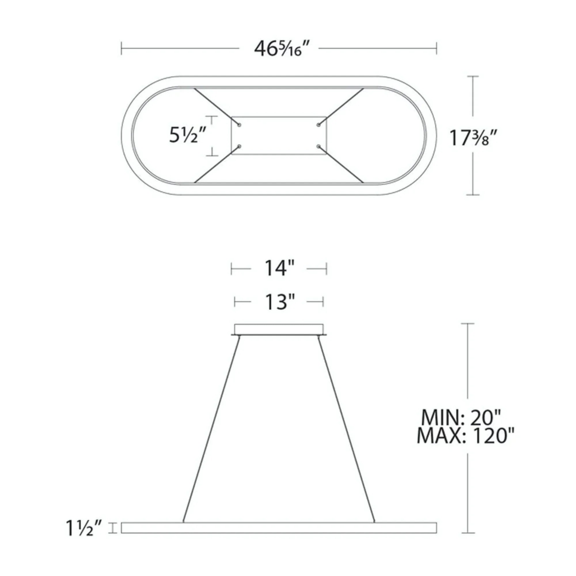 Modern Forms - Racetrack 46" LED Linear Pendant, 3000K, Brushed Aluminum Finish | Bees Lighting