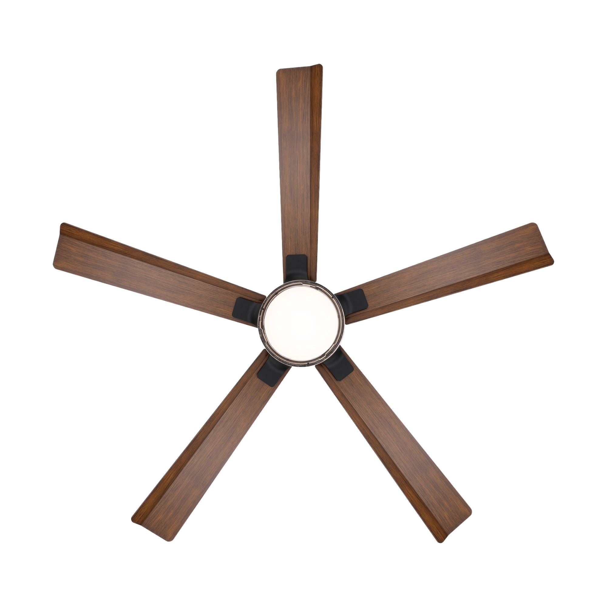 Modern Forms Radiant 56" Smart Ceiling Fan with LED Light DC Motor, Matte Black/Distressed Koa