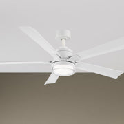 Modern Forms Radiant 56" Smart Ceiling Fan with LED Light DC Motor, Matte White