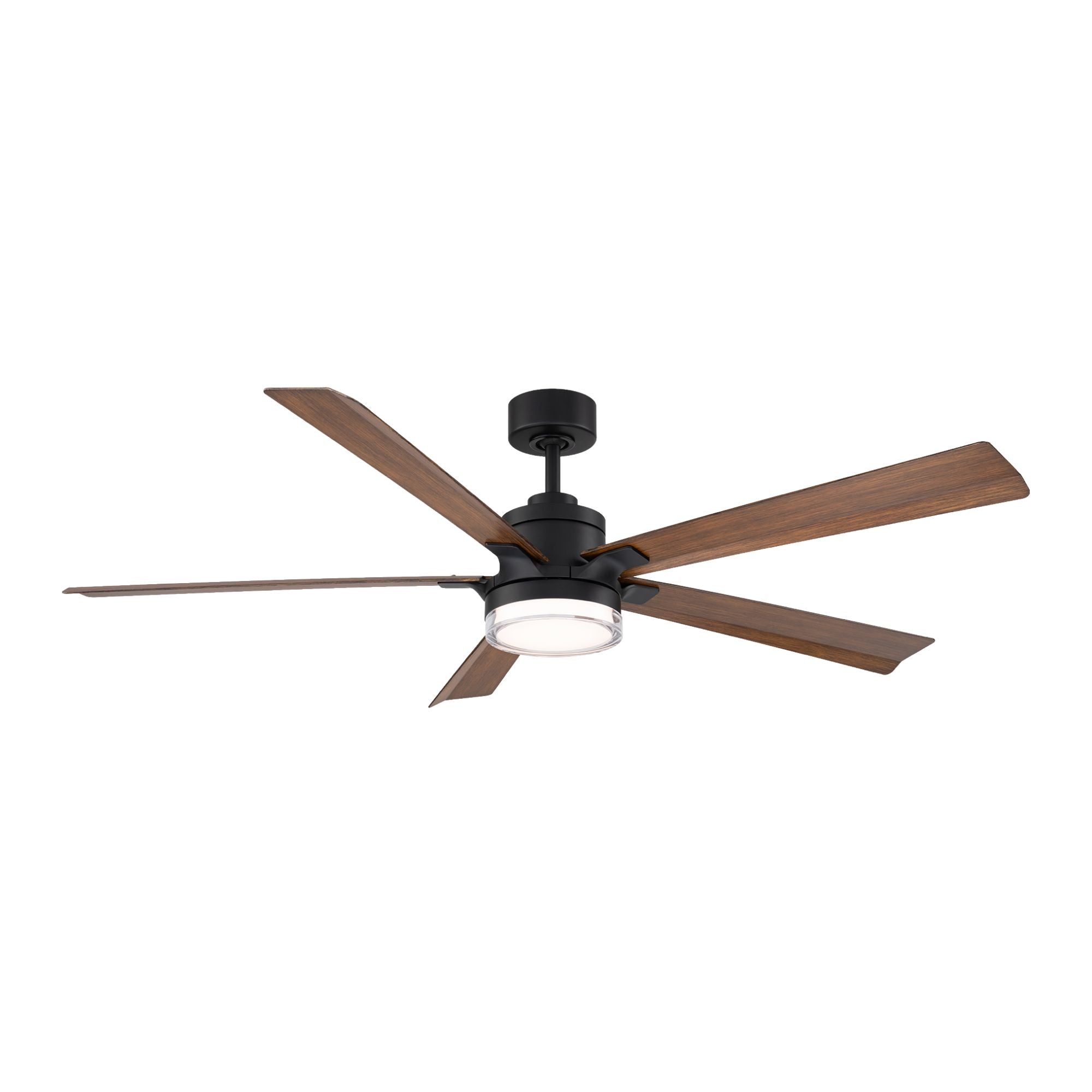 Modern Forms Radiant 64" Smart Ceiling Fan with LED Light DC Motor, Matte Black/Distressed Koa