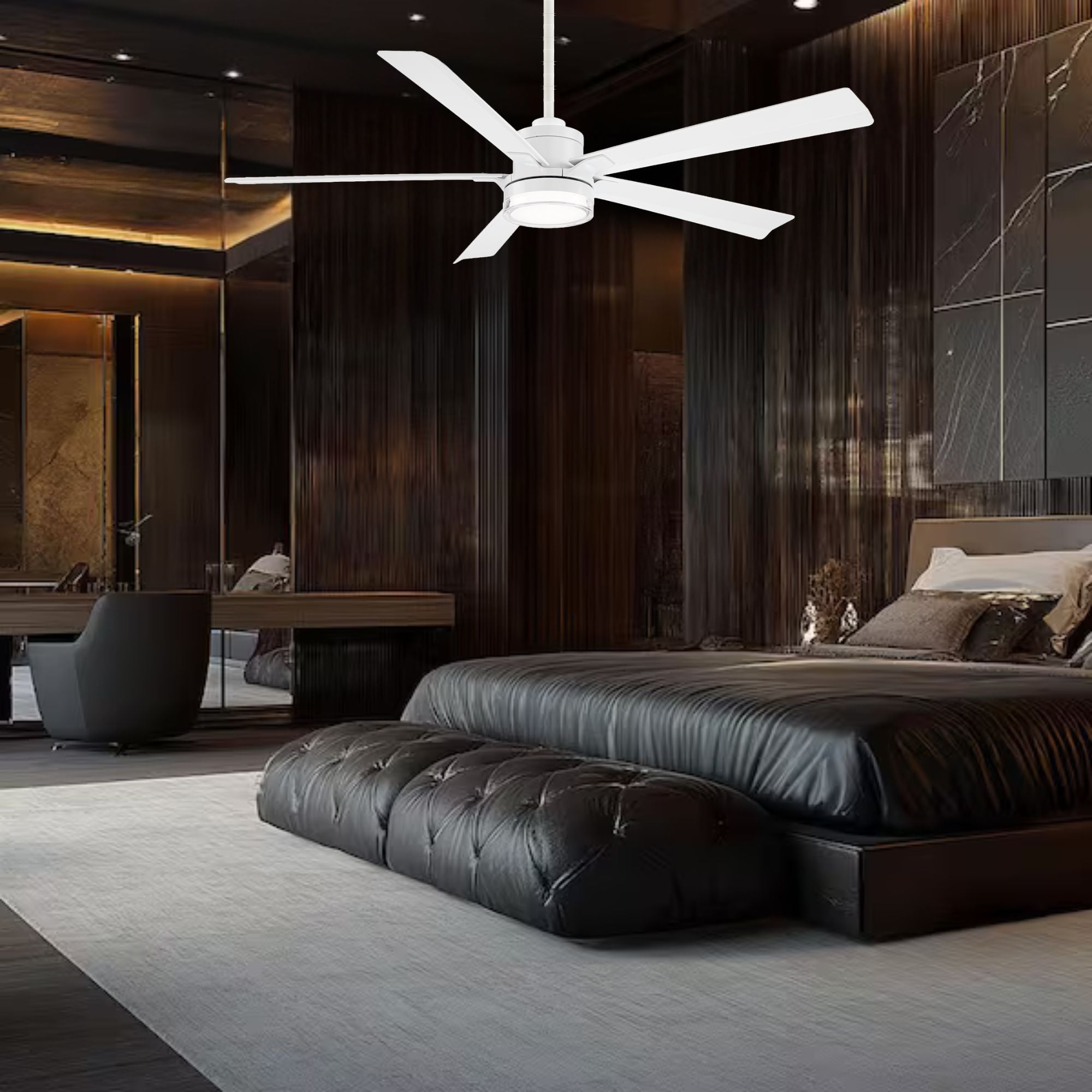 Modern Forms Radiant 64" Smart Ceiling Fan with LED Light DC Motor, Matte White