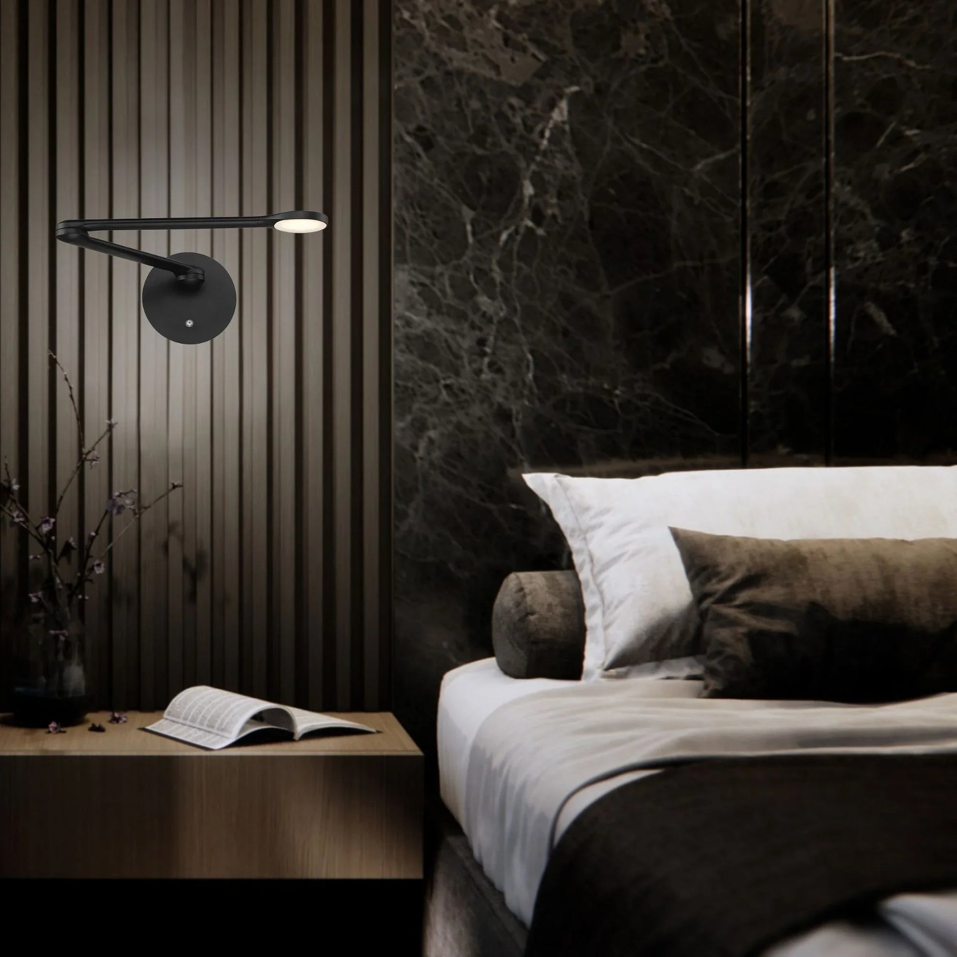 Modern Forms - Reflex 24" LED Swing Arm Light, Black Finish | Bees Lighting