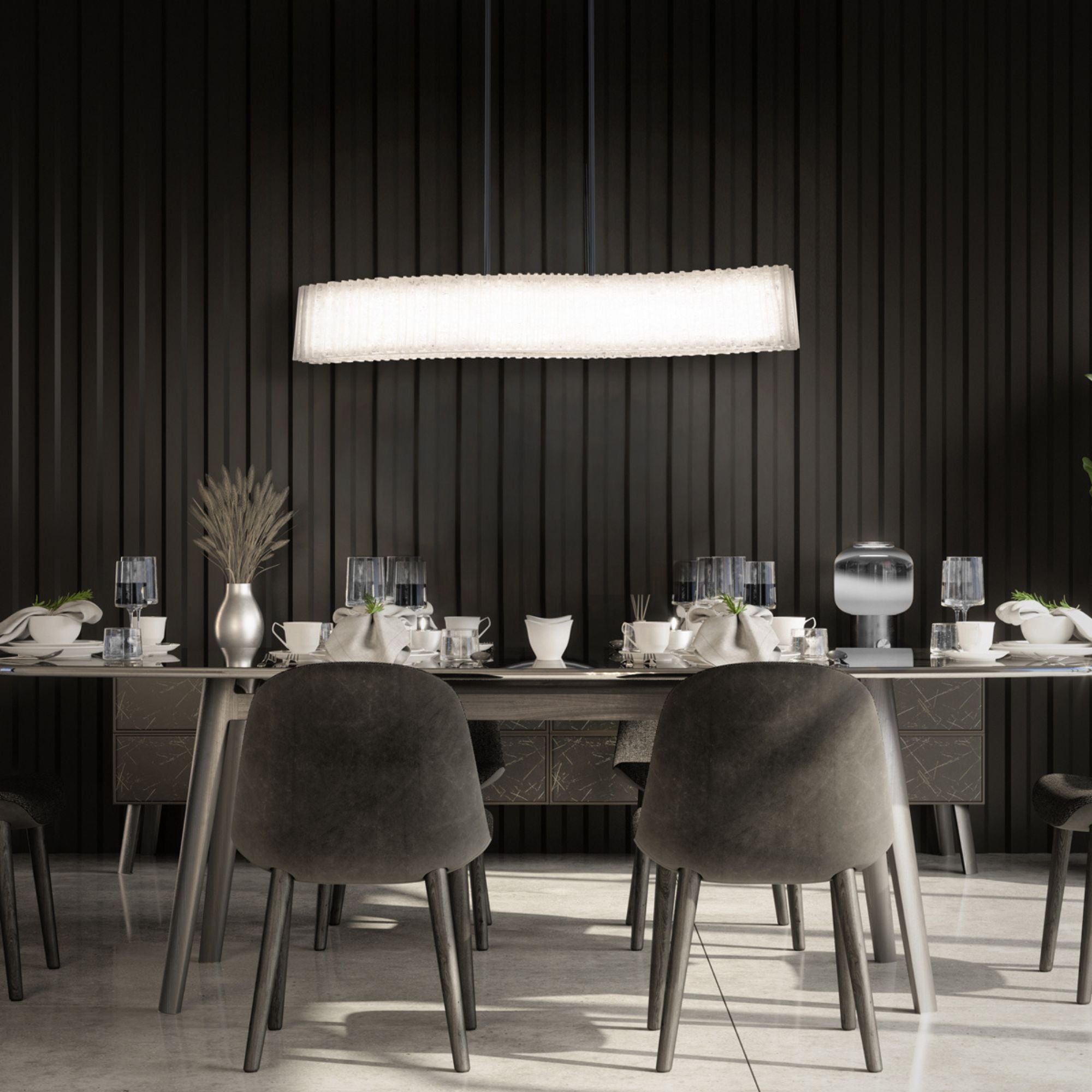 Rhiannon 48" LED Linear Chandelier, Black Finish - Bees Lighting