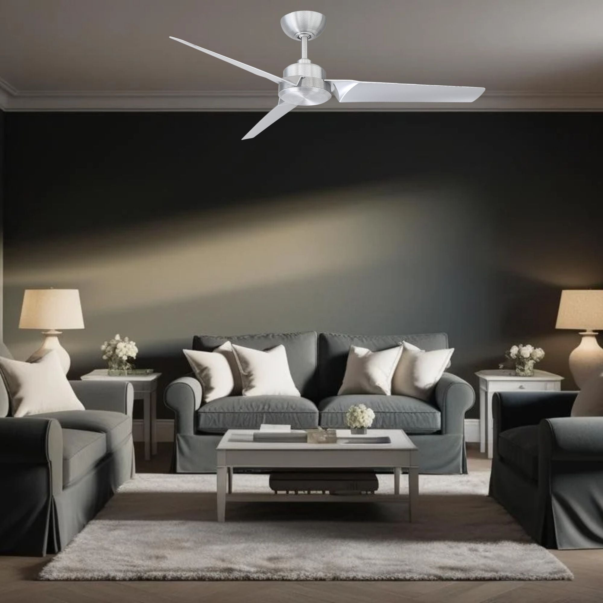 Roboto 52" Brushed Aluminum Outdoor Ceiling Fan