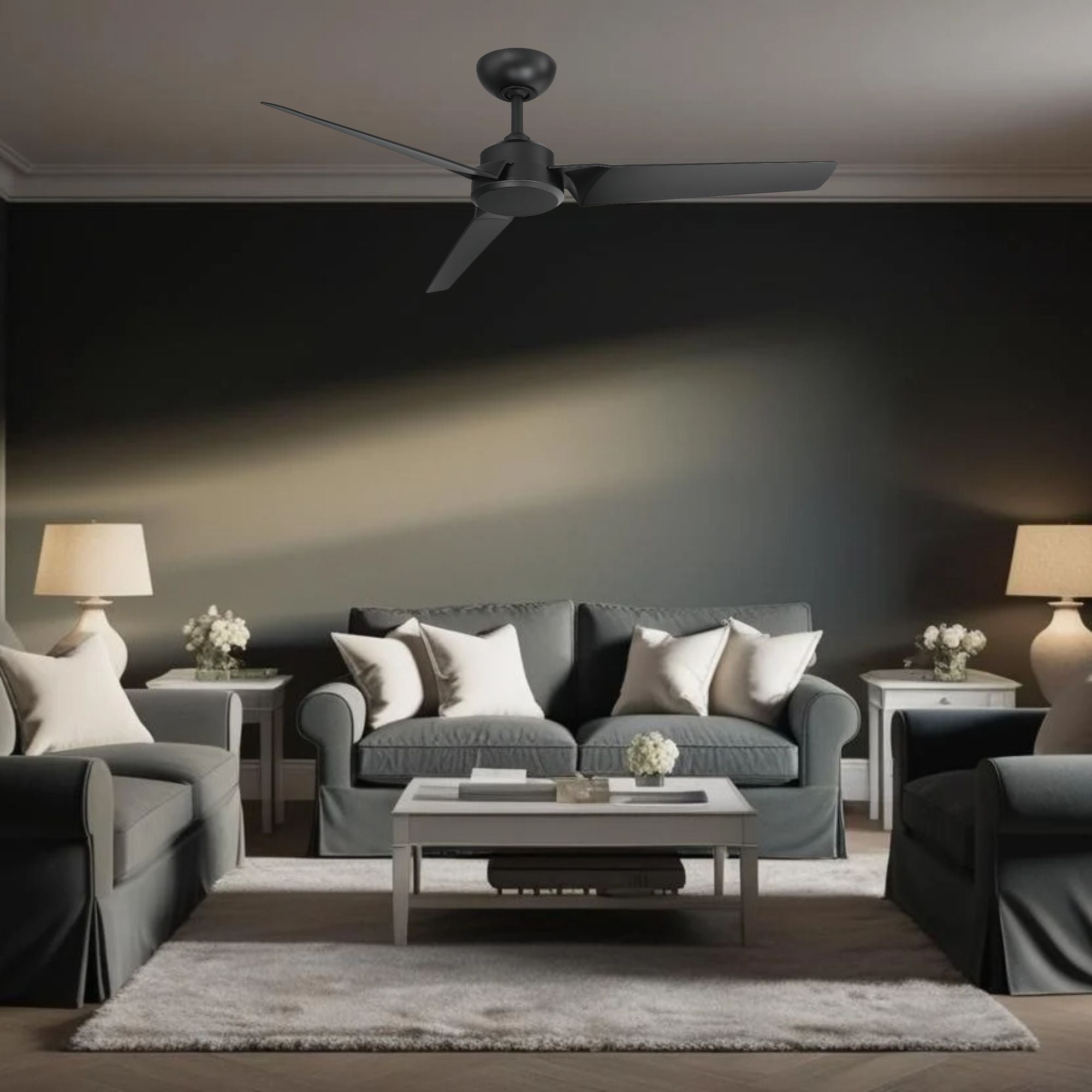 Roboto 52" Matte Black Outdoor Ceiling Fan