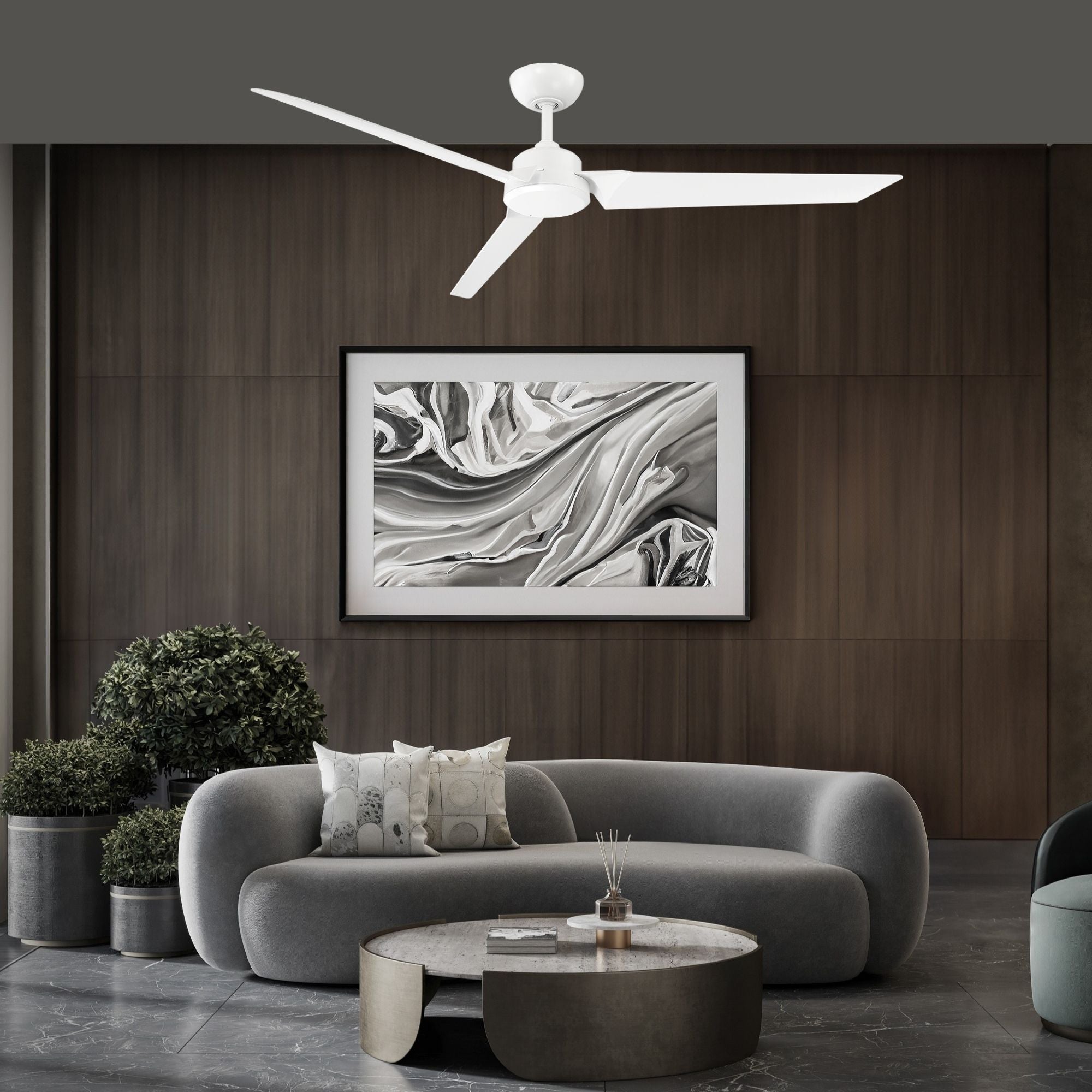 Roboto 62" Matte White Outdoor Ceiling Fan