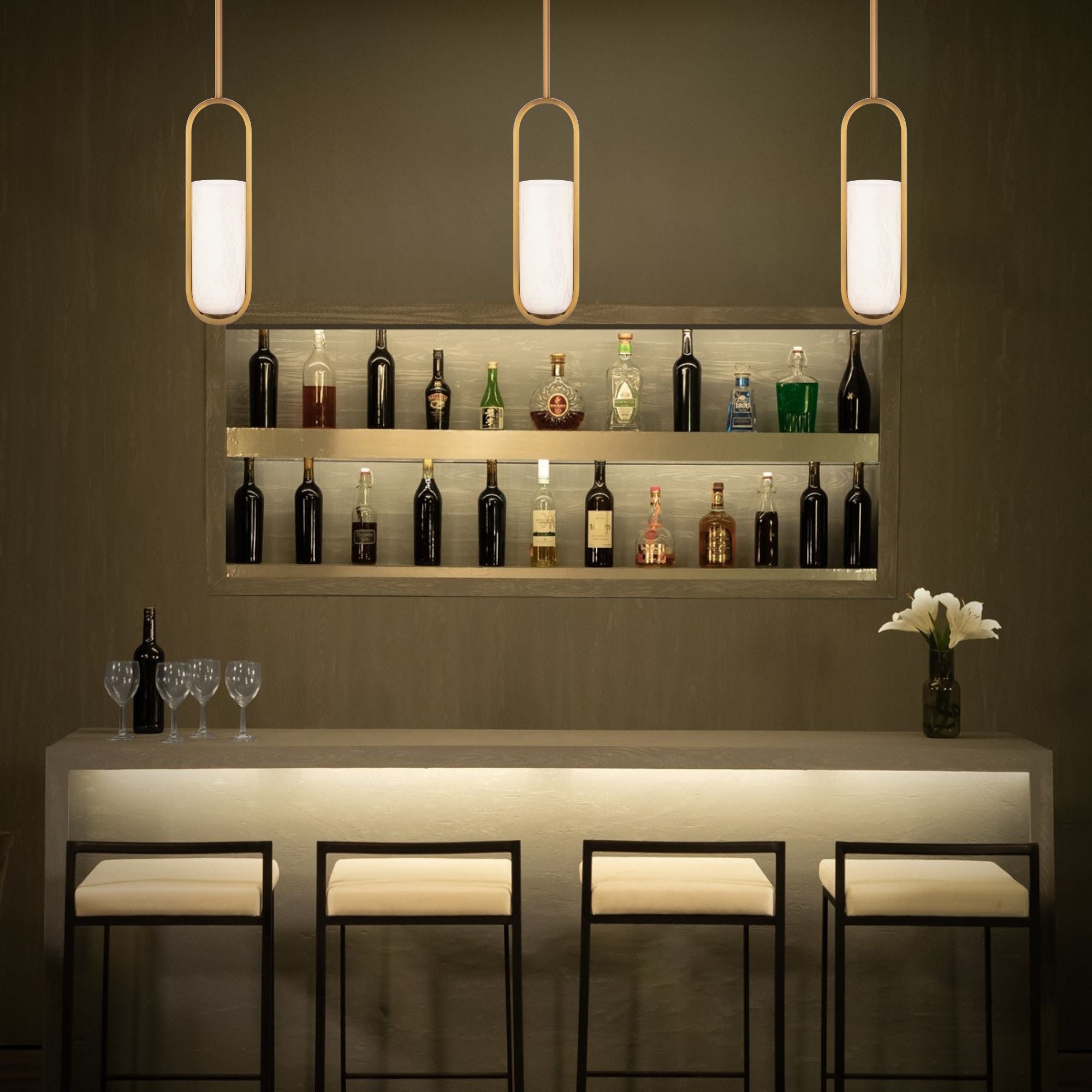 Rollins 16" LED Mini Pendant, Aged Brass Finish