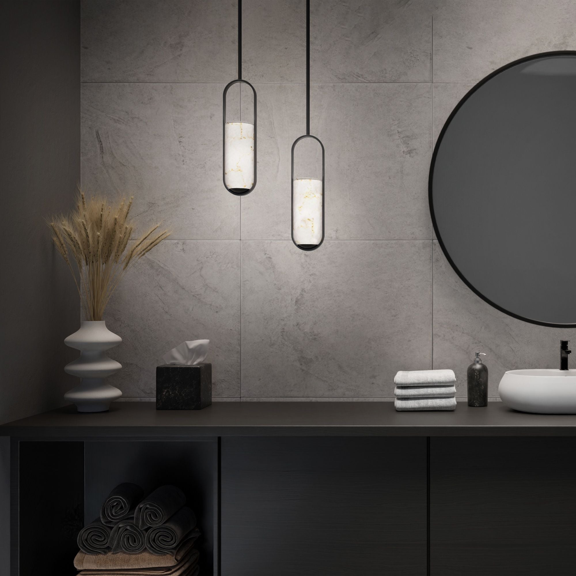 Rollins 16" LED Mini Pendant, Black Finish