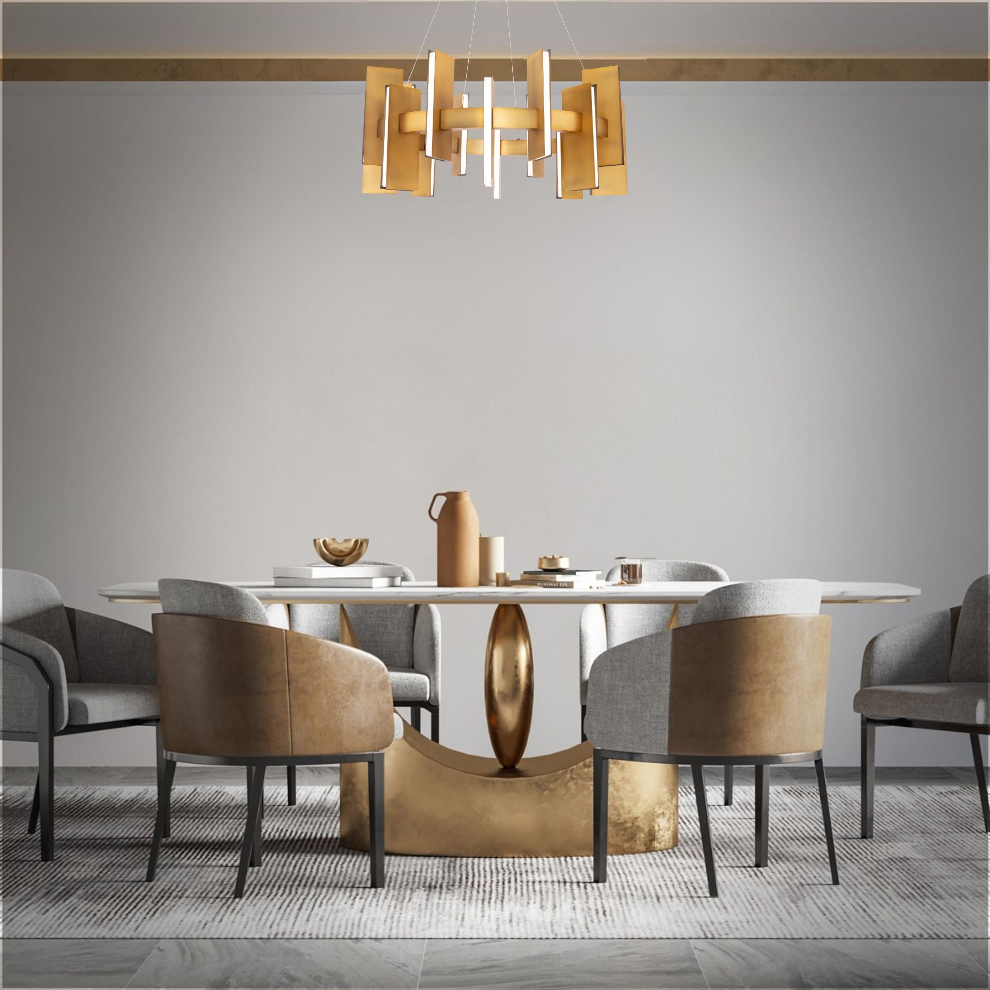 Ronan 32" LED Pendant Light, Aged Brass Finish