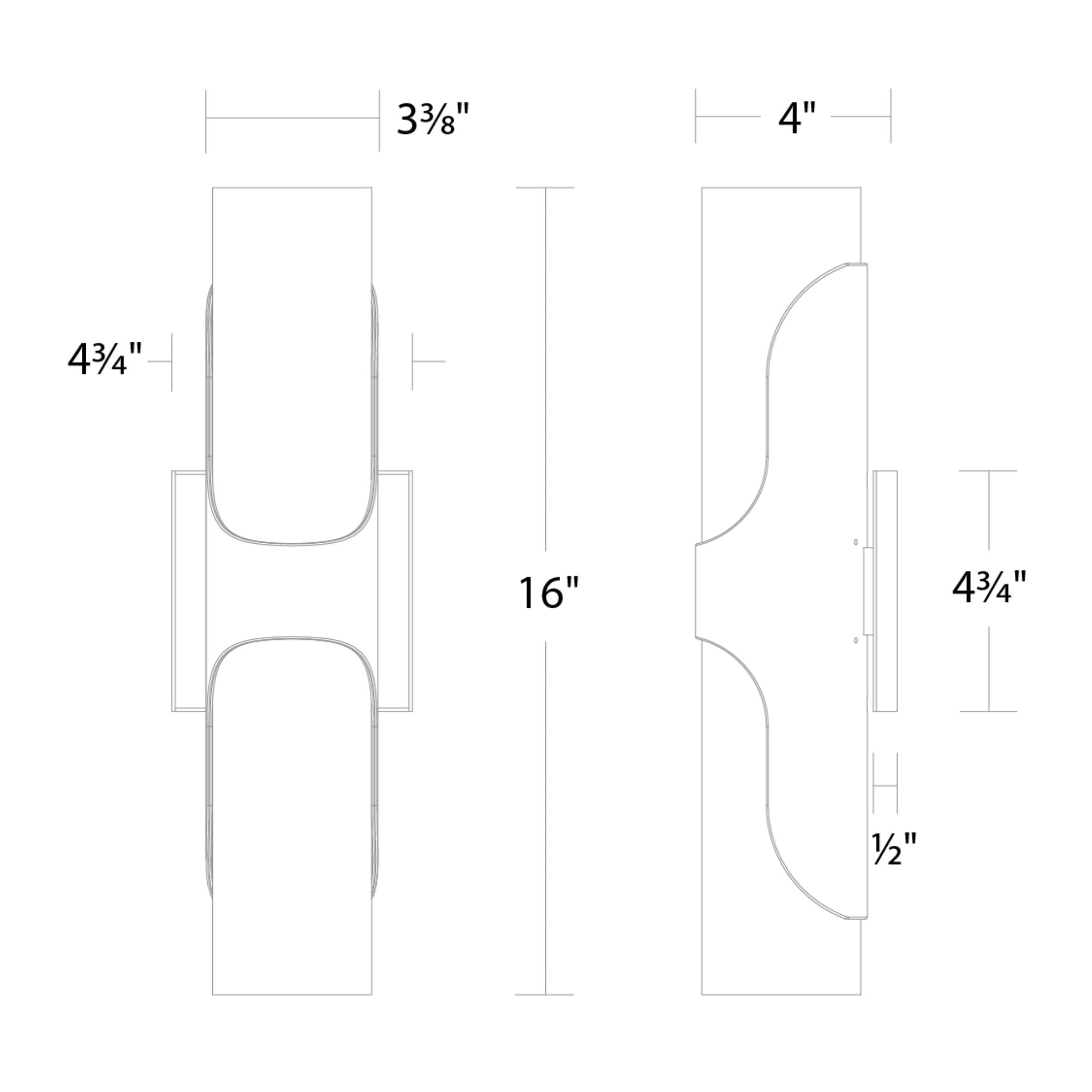 Royce 16" LED Wall Sconce, Black Finish