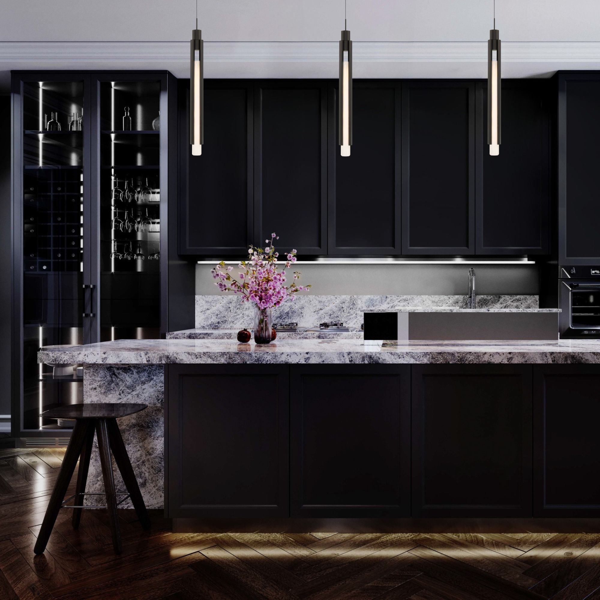 Saber 24" LED Mini Pendant, Black Finish