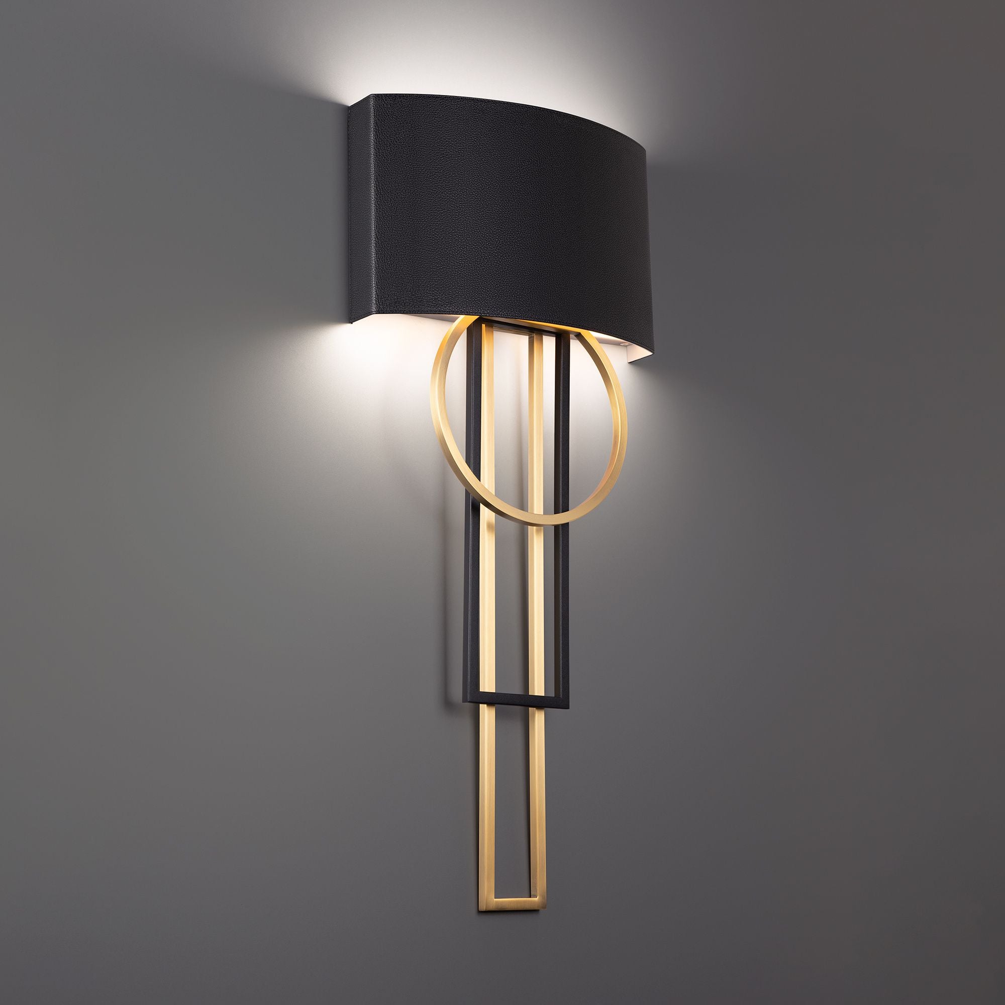 Sartre 32" LED Wall Sconce, Black & Aged Brass Finish