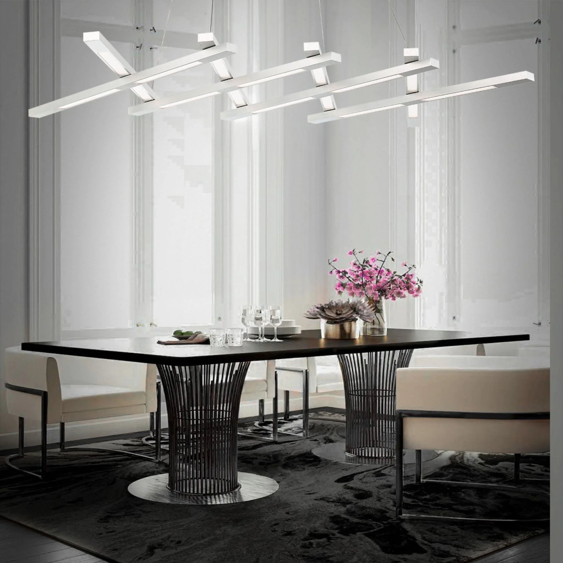 Modern Forms - Scissors 80" LED Linear Pendant, Brushed Aluminum Finish | Bees Lighting