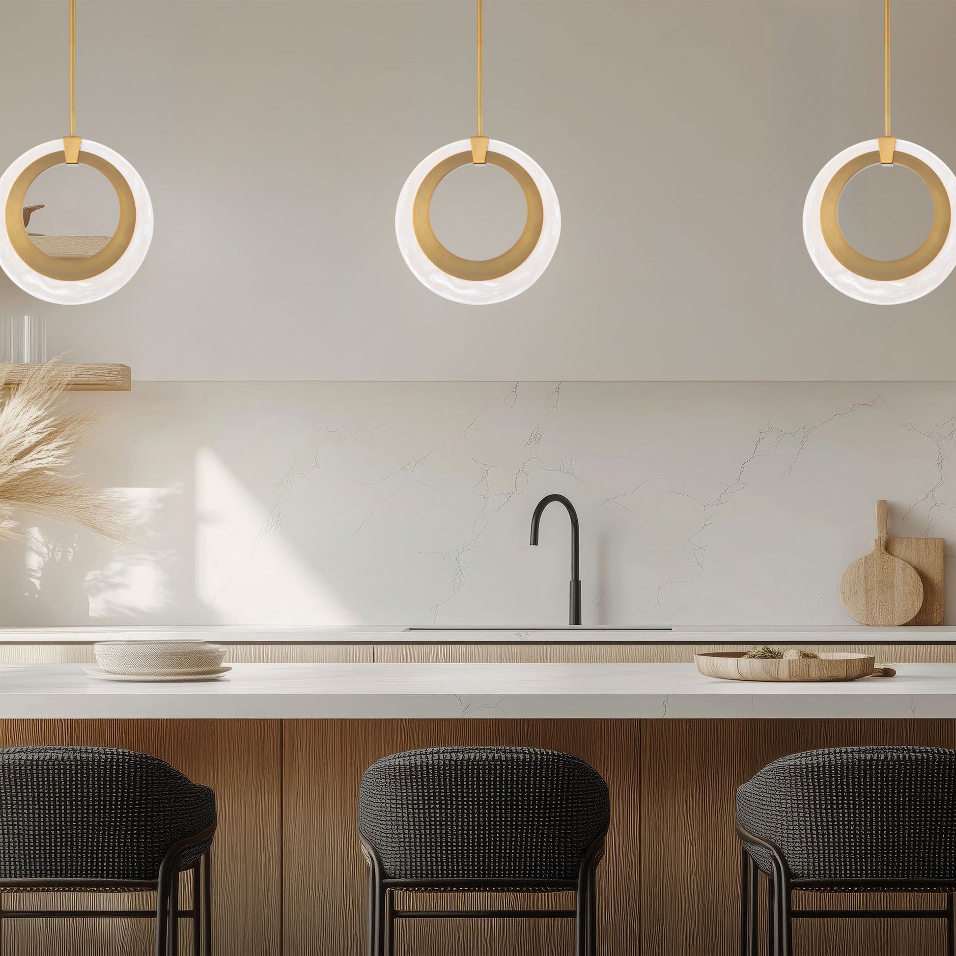 Serenity 10" LED Mini Pendant, Aged Brass Finish - Bees Lighting