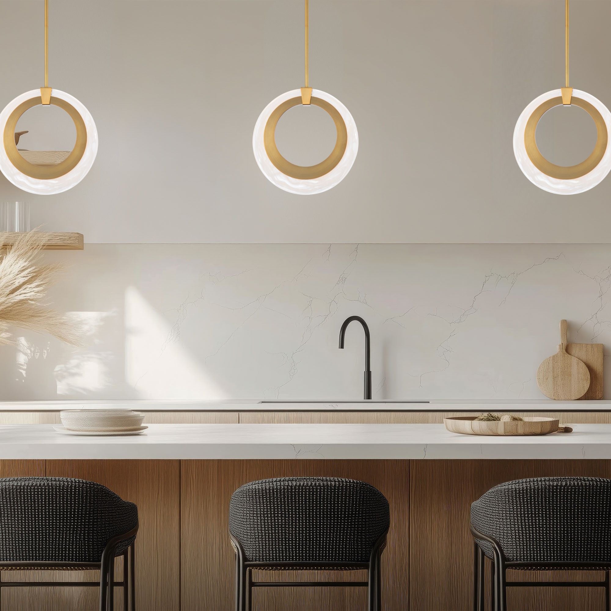 Serenity 10" LED Mini Pendant, Aged Brass Finish - Bees Lighting