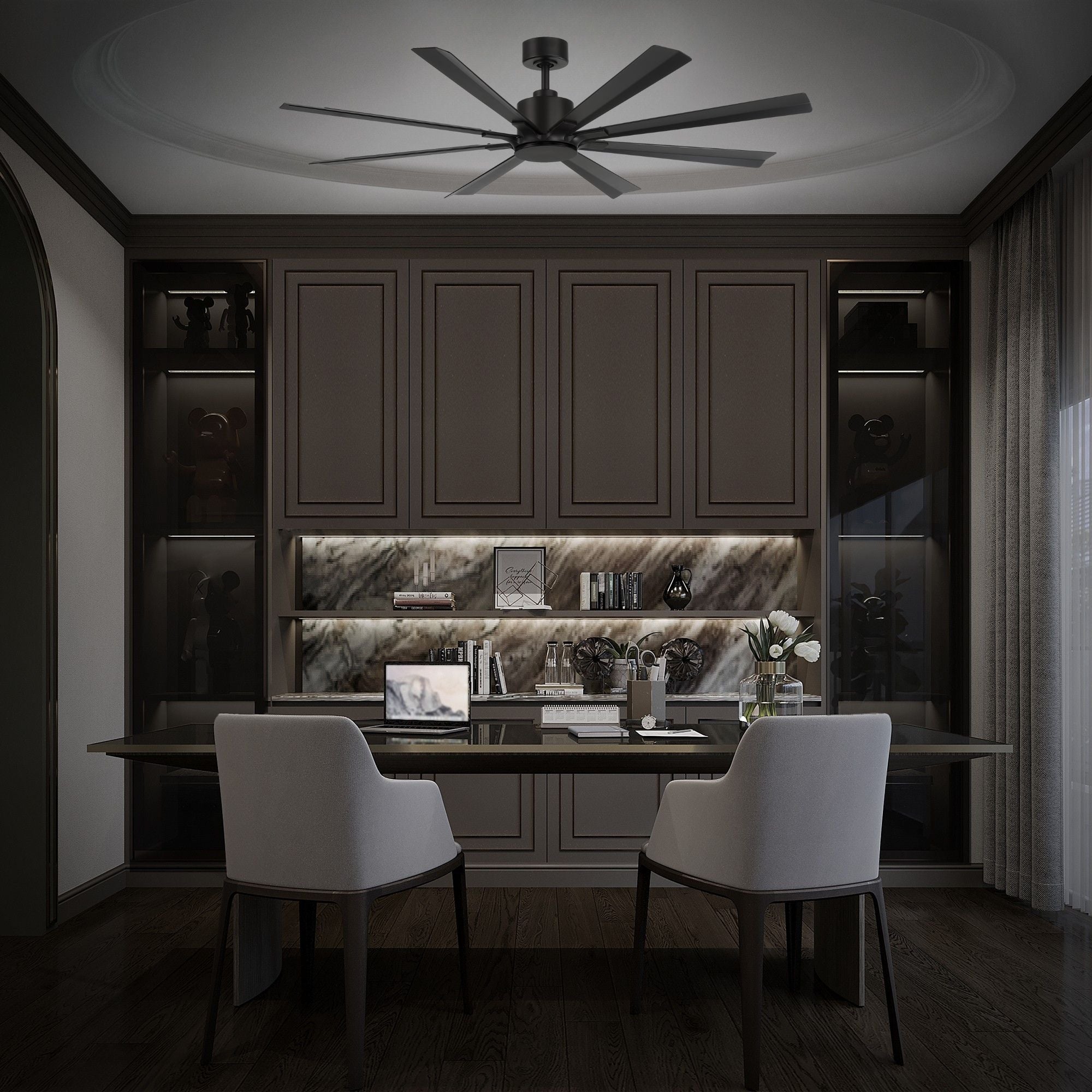 Size Matters 65" Matte Black Smart Windmill Ceiling Fan