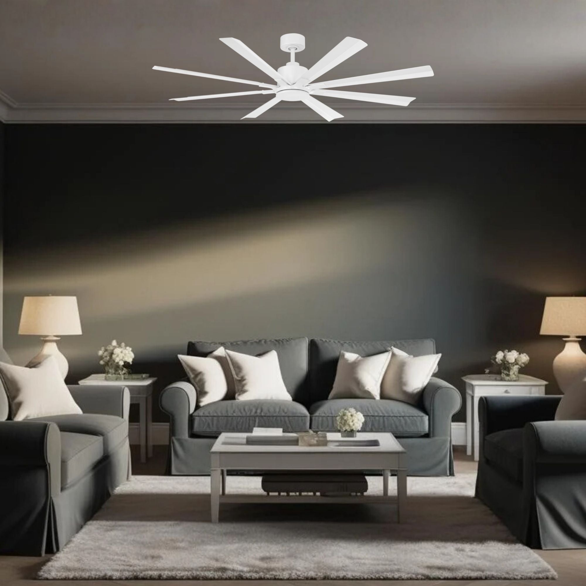 Size Matters 65" Matte White Smart Windmill Ceiling Fan