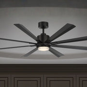 Size Matters 65" Matte Black Smart Windmill Ceiling Fan with LED Light