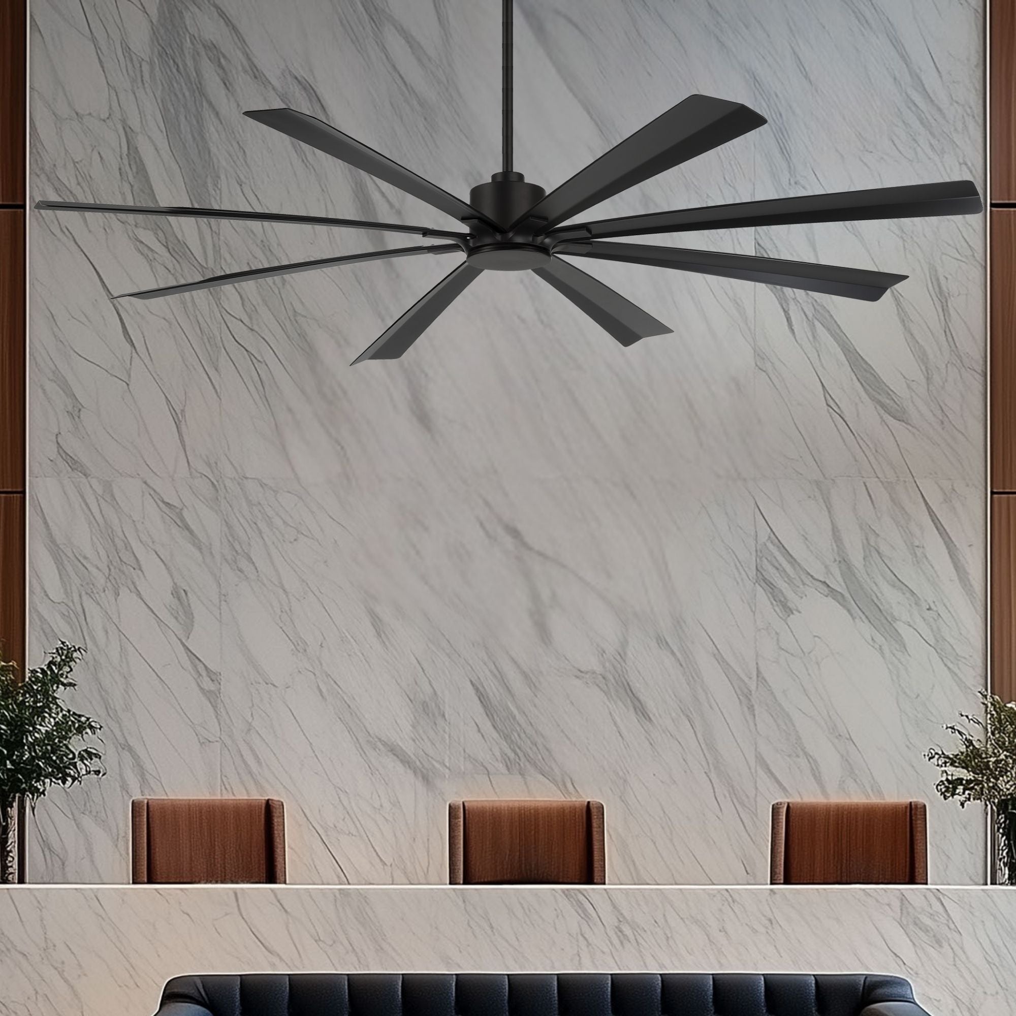 Size Matters 84" Matte Black Smart Windmill Ceiling Fan