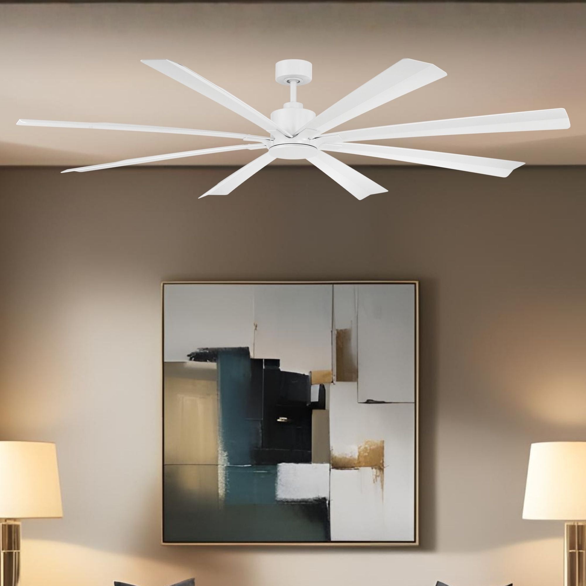 Size Matters 84" Matte White Smart Windmill Ceiling Fan