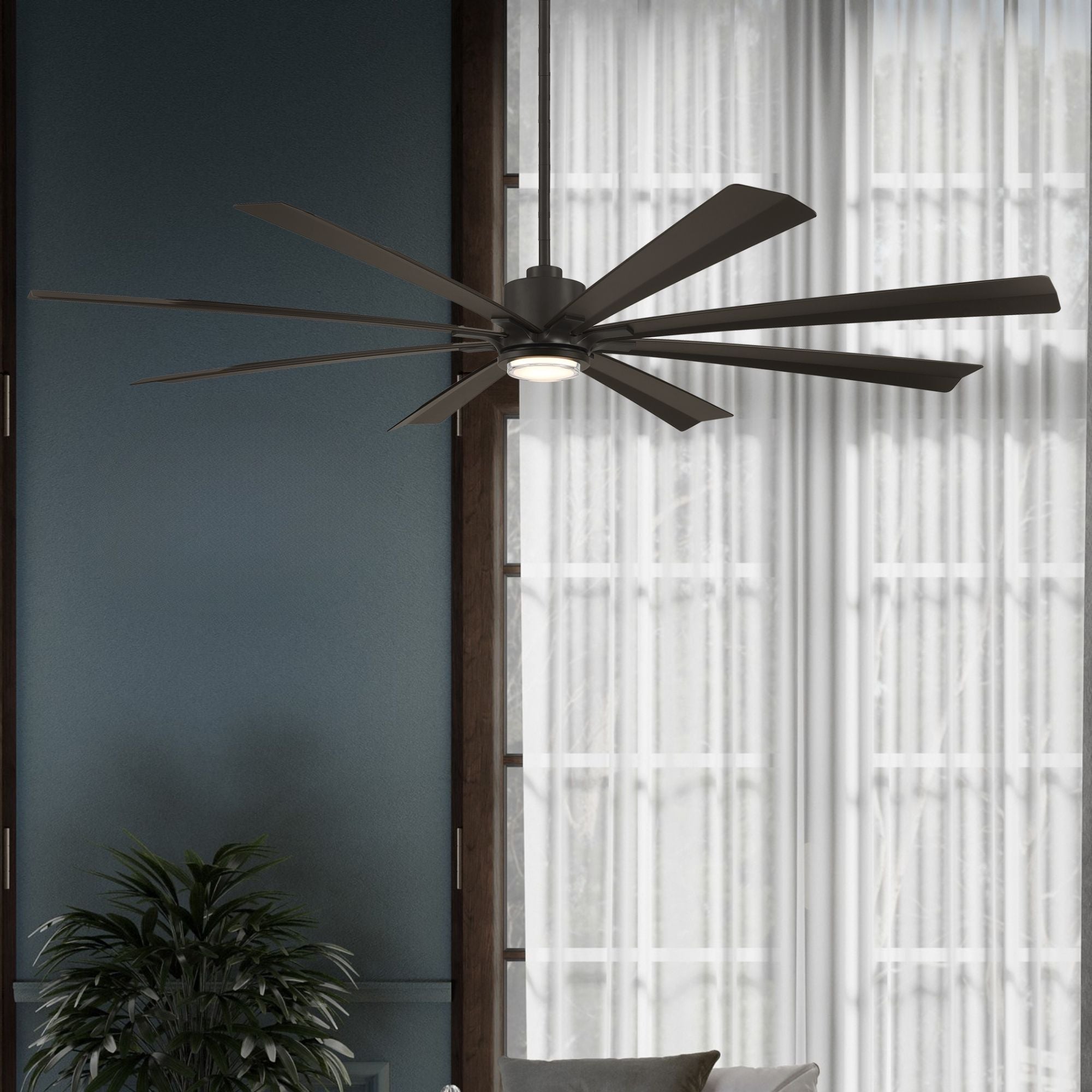 Size Matters 84" Bronze Smart Windmill Ceiling Fan with LED Light