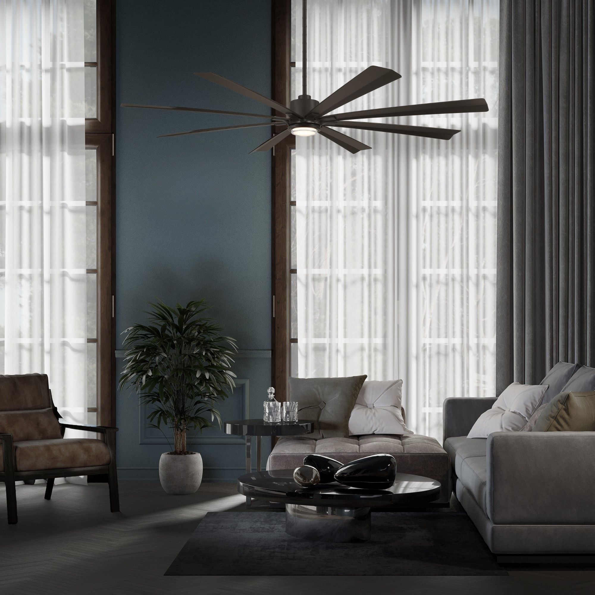 Size Matters 84" Bronze Smart Windmill Ceiling Fan with LED Light