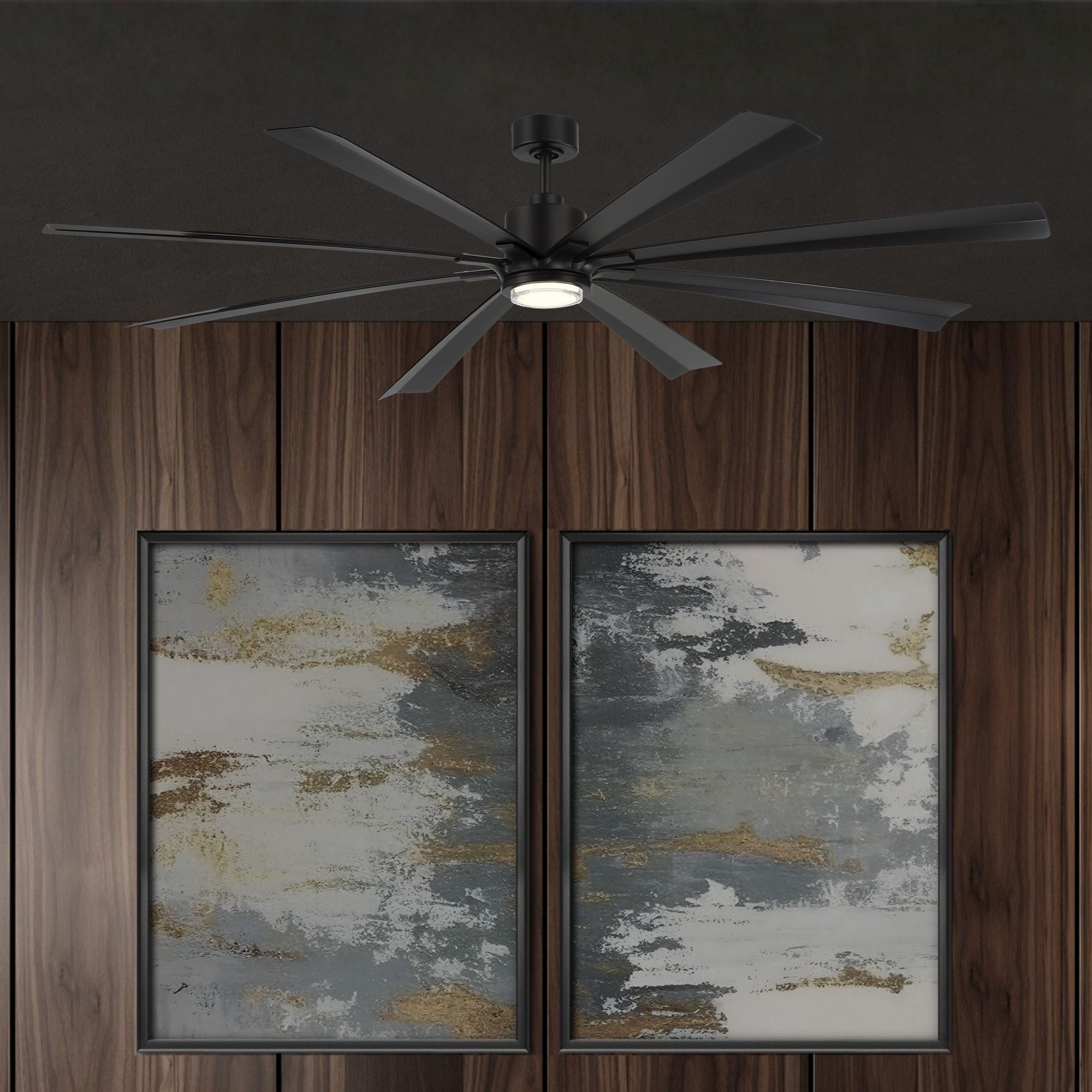 Size Matters 84" Matte Black Smart Windmill Ceiling Fan with LED Light