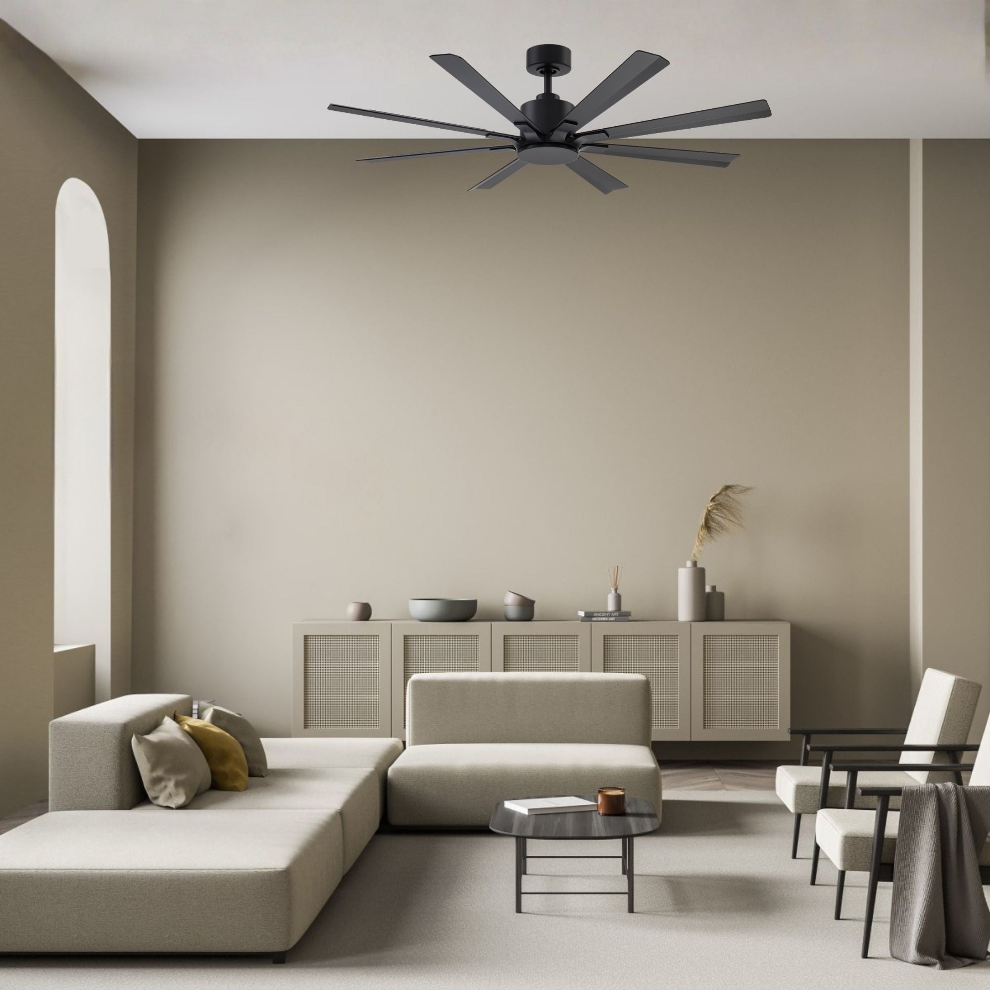Size Matters 56" Matte Black Smart Windmill Ceiling Fan