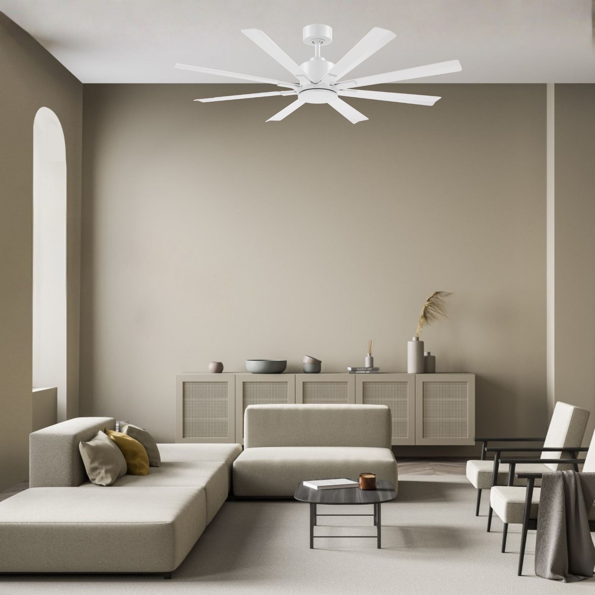 Size Matters 56" Matte White Smart Windmill Ceiling Fan