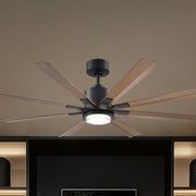 Size Matters 56" Matte Black/Distressed Koa Smart Windmill Ceiling Fan with LED Light