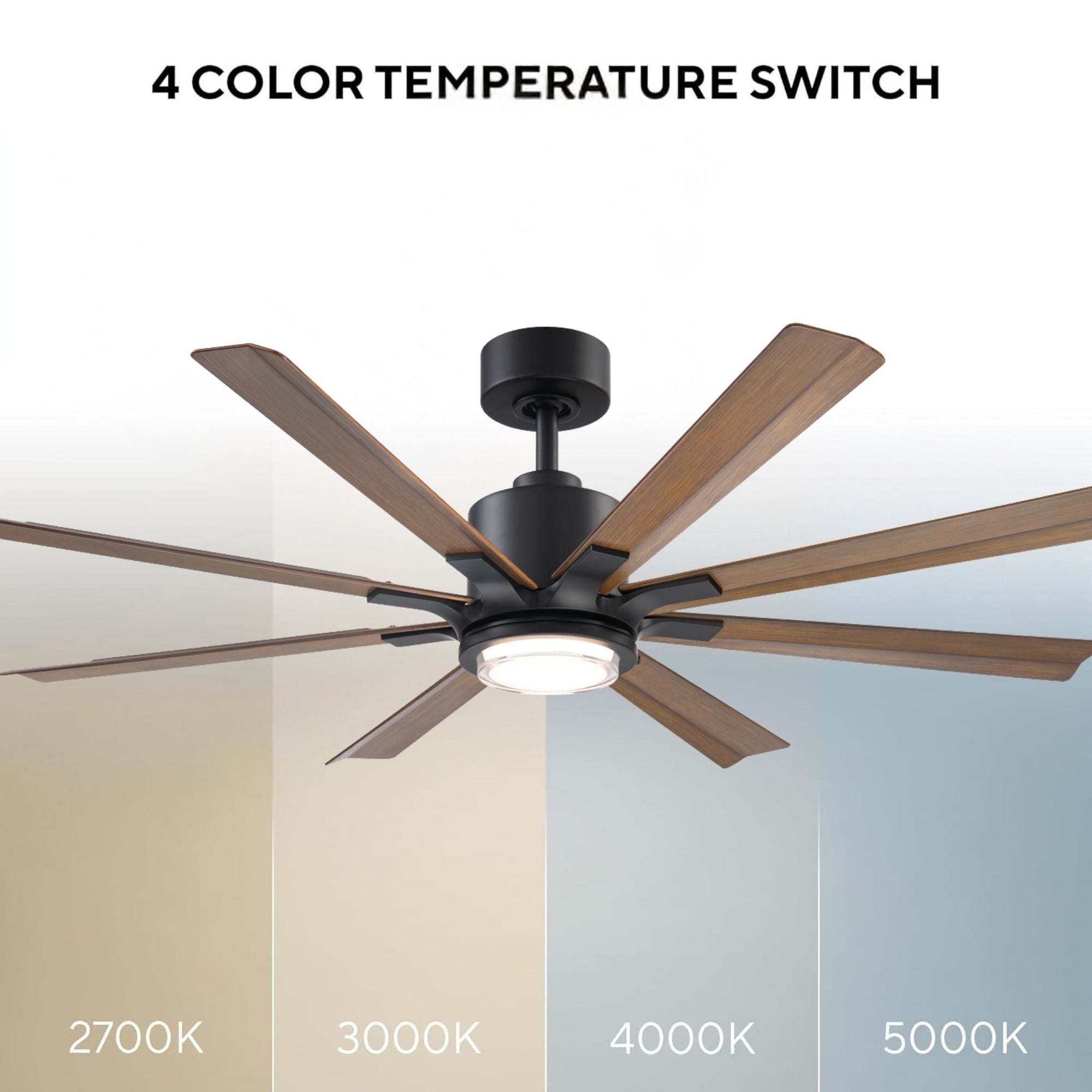 Size Matters 56" Matte Black/Distressed Koa Smart Windmill Ceiling Fan with LED Light