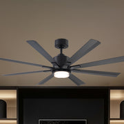 Size Matters 56" Matte Black Smart Windmill Ceiling Fan with LED Light
