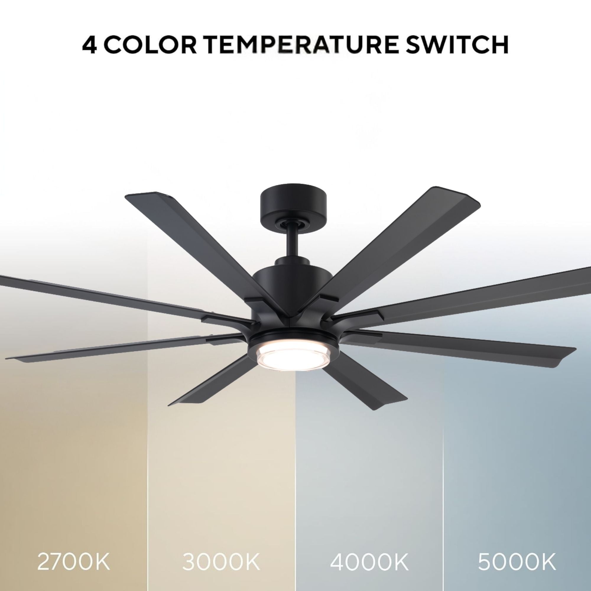 Size Matters 56" Matte Black Smart Windmill Ceiling Fan with LED Light