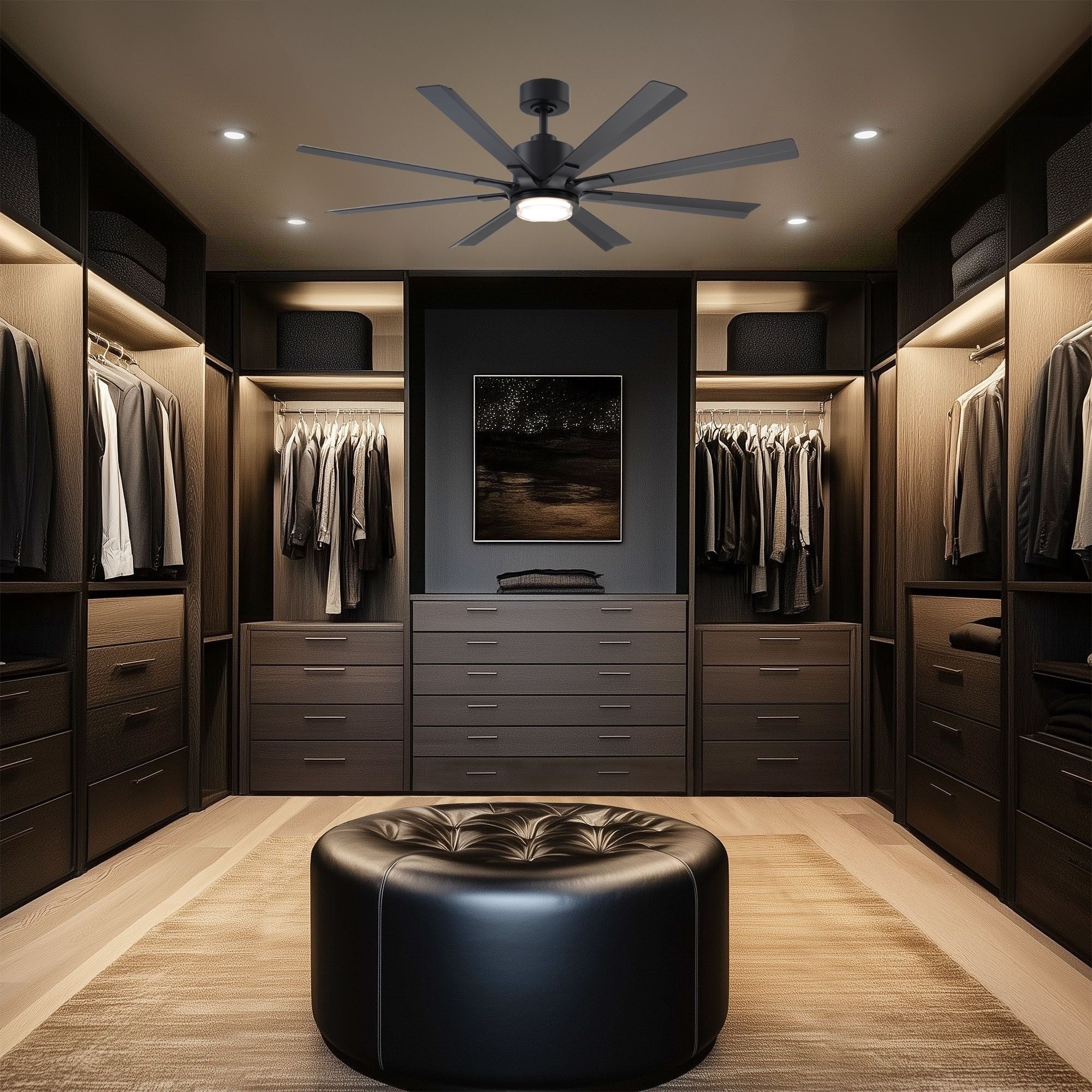 Size Matters 56" Matte Black Smart Windmill Ceiling Fan with LED Light