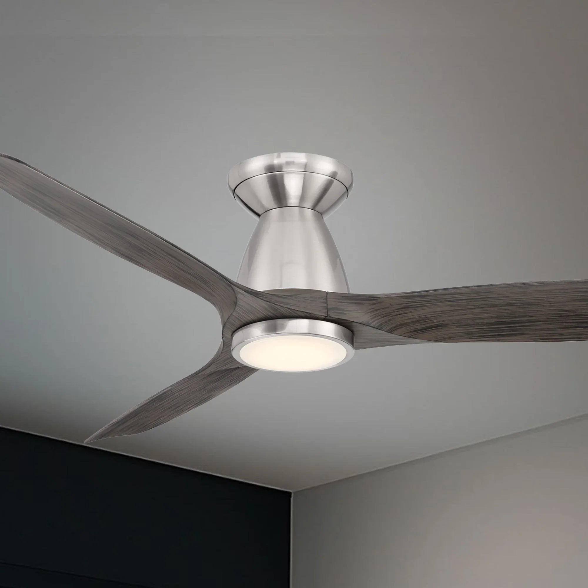 Skylark Flush 54" Nickel LED Smart Ceiling Fan
