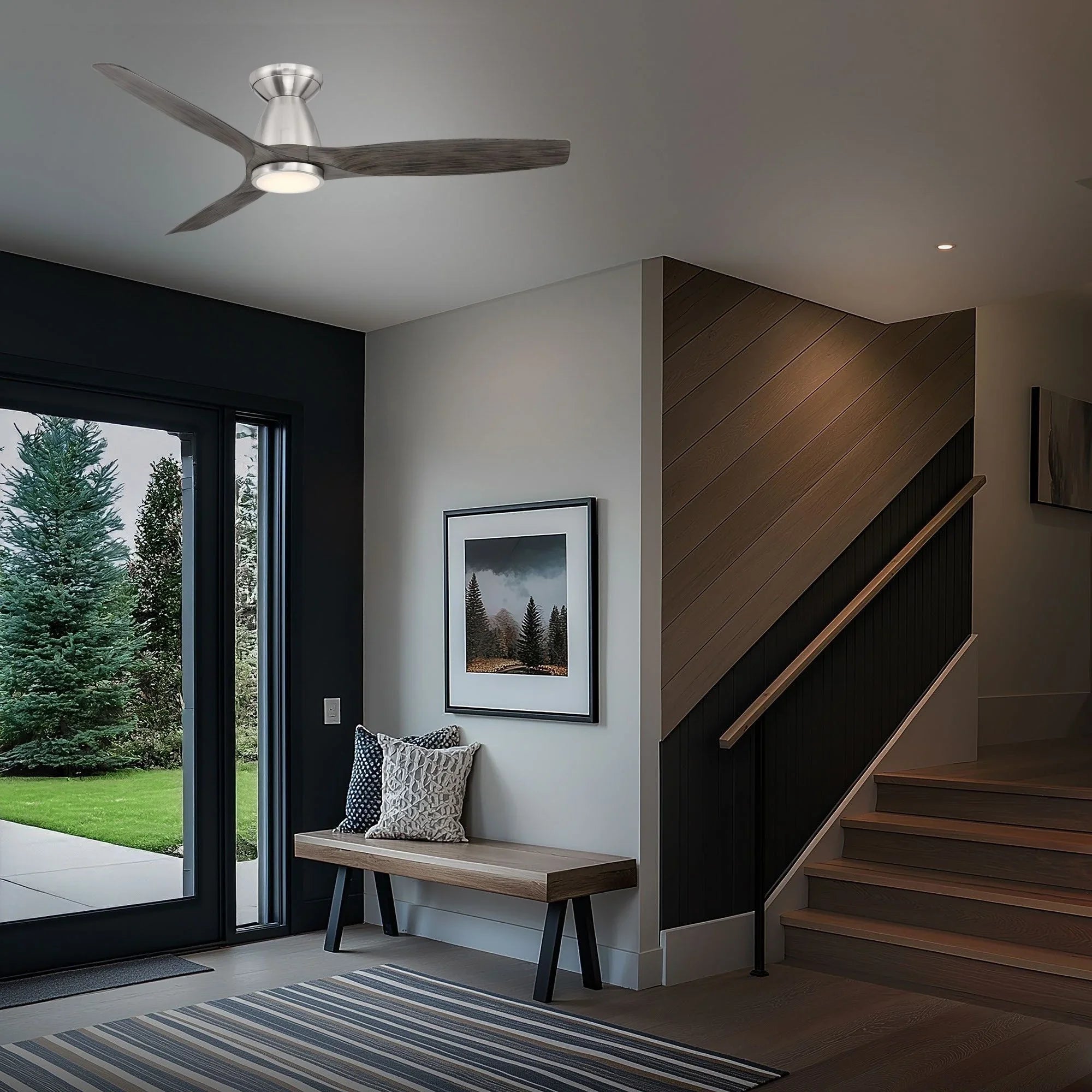 Skylark Flush 54" Nickel LED Smart Ceiling Fan