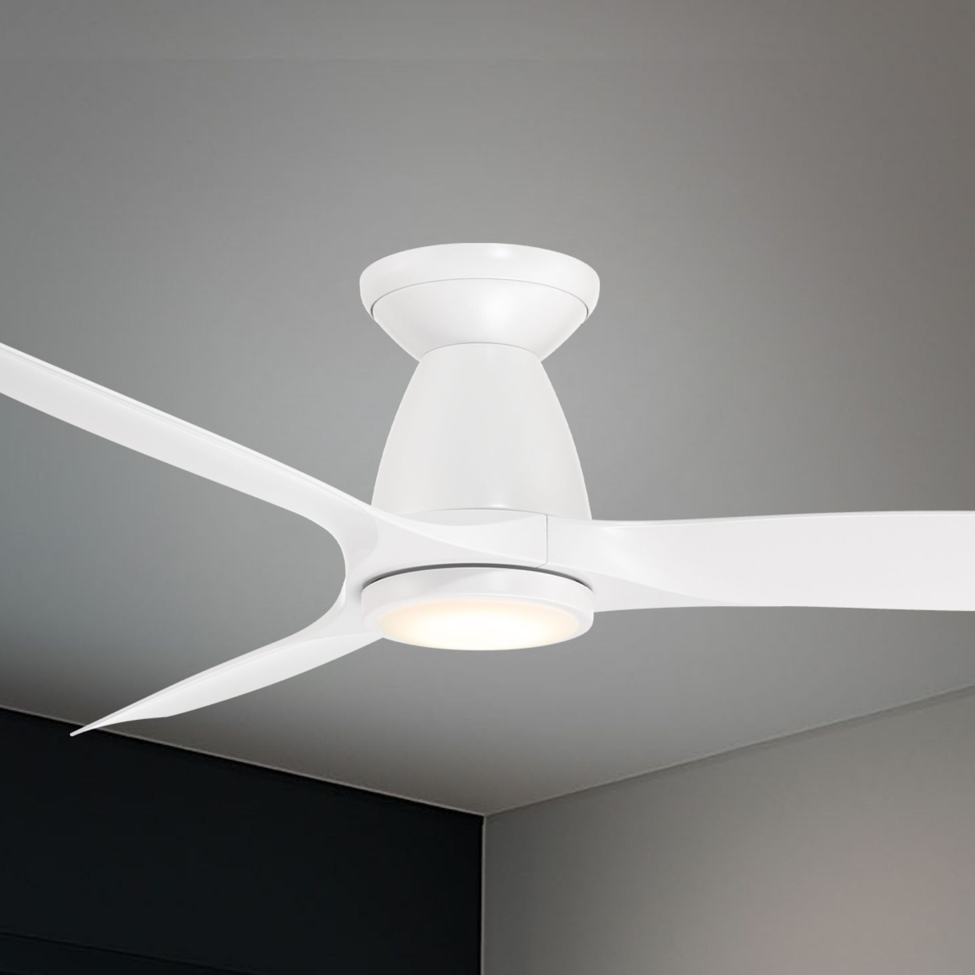 Skylark Flush 54" Smart Ceiling Fan with LED Light, Matte White