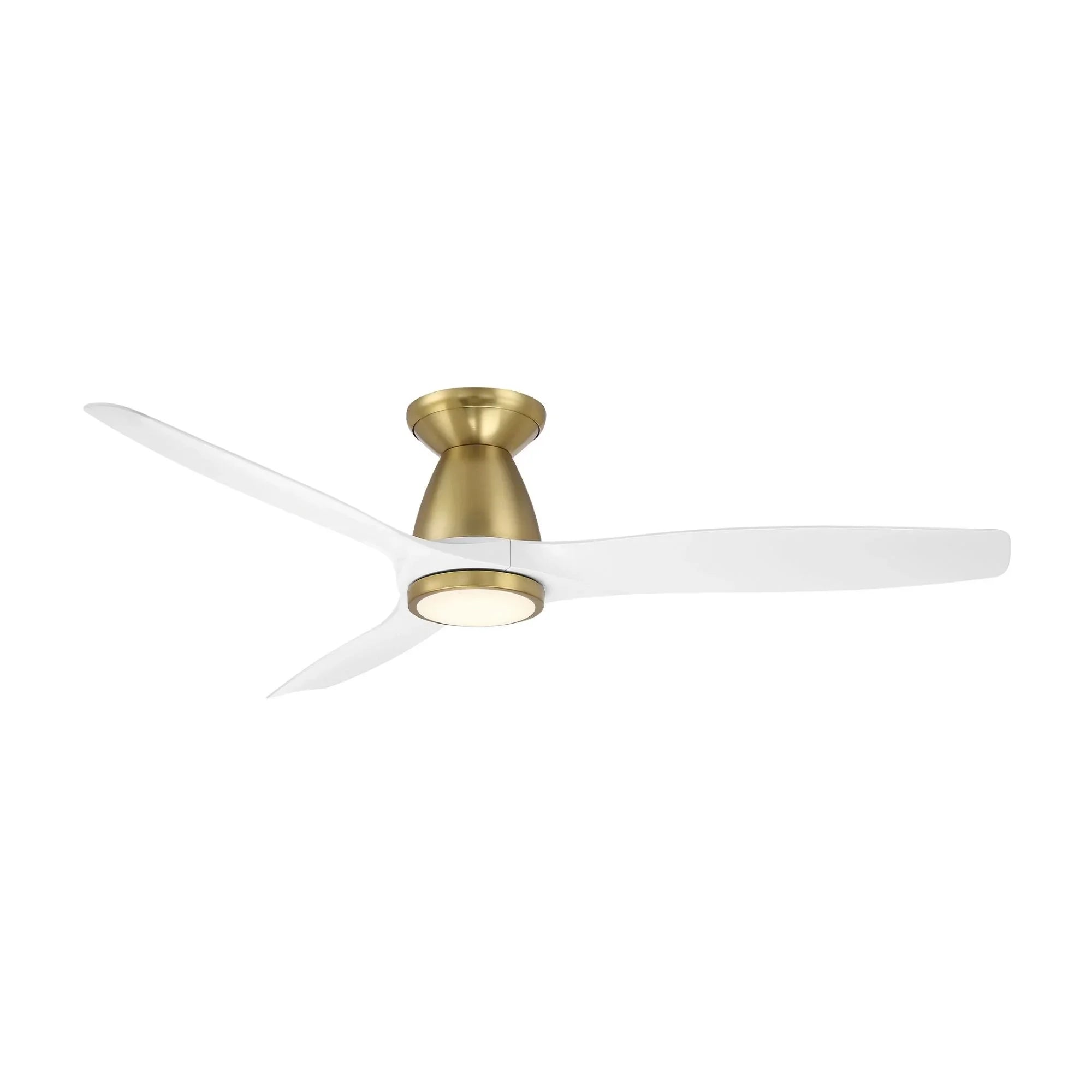 Skylark Flush 54" Brass & White LED Smart Ceiling Fan