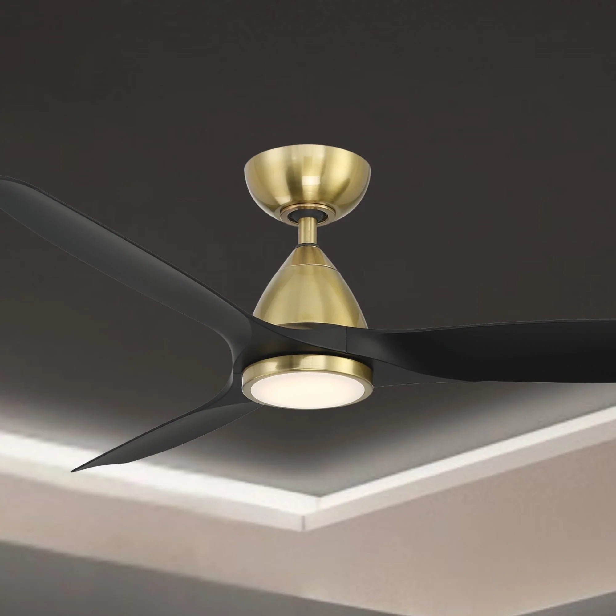 Skylark 54" Smart Ceiling Fan with CCT LED Light, Brass & Black
