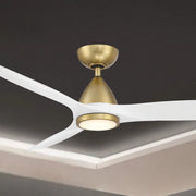 Skylark 54" Smart Ceiling Fan with CCT LED Light, Soft Brass/Matte White