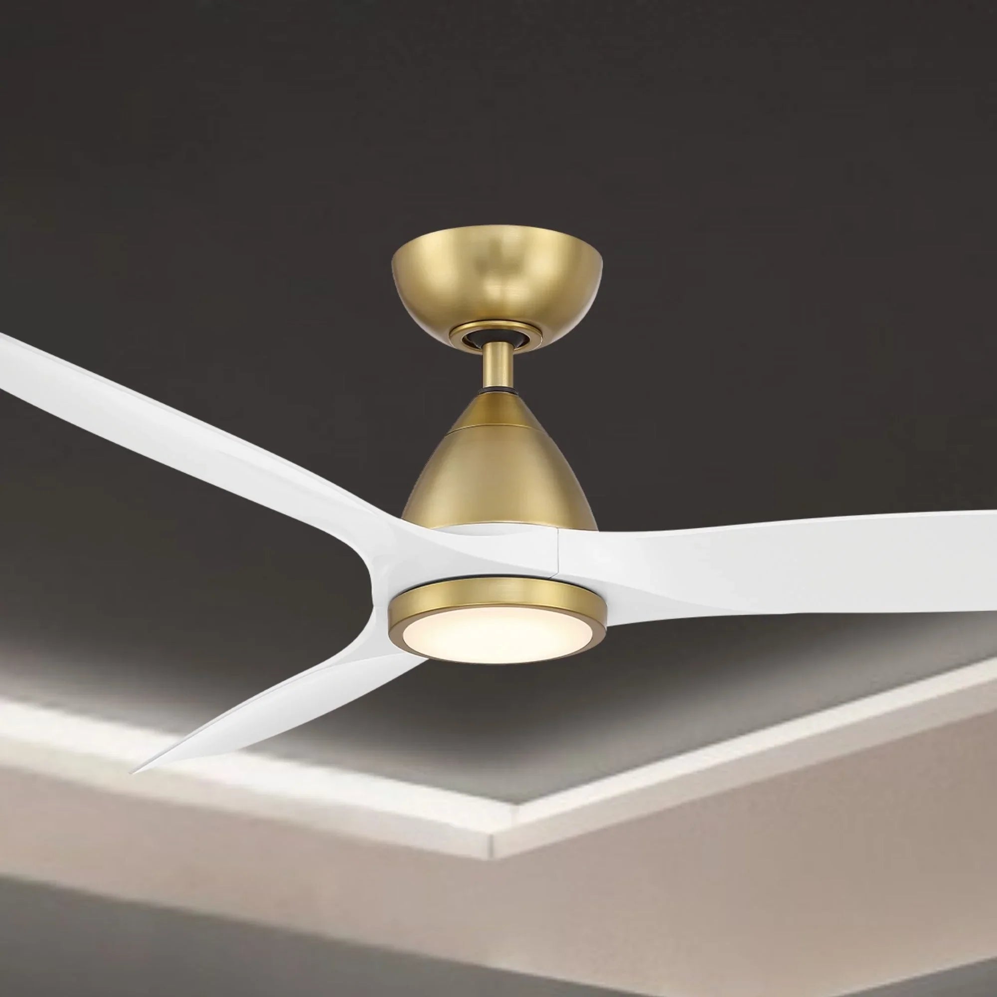 Skylark 54" Brass & White LED Smart Ceiling Fan