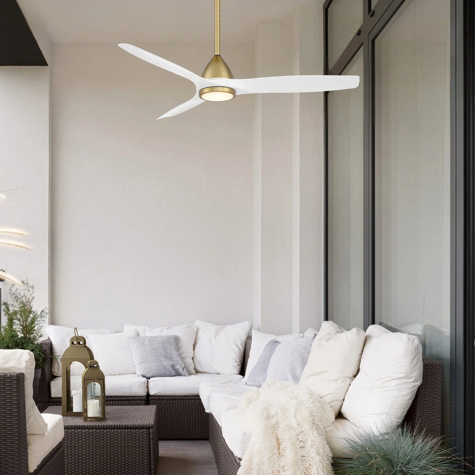 Skylark 54" Brass & White LED Smart Ceiling Fan