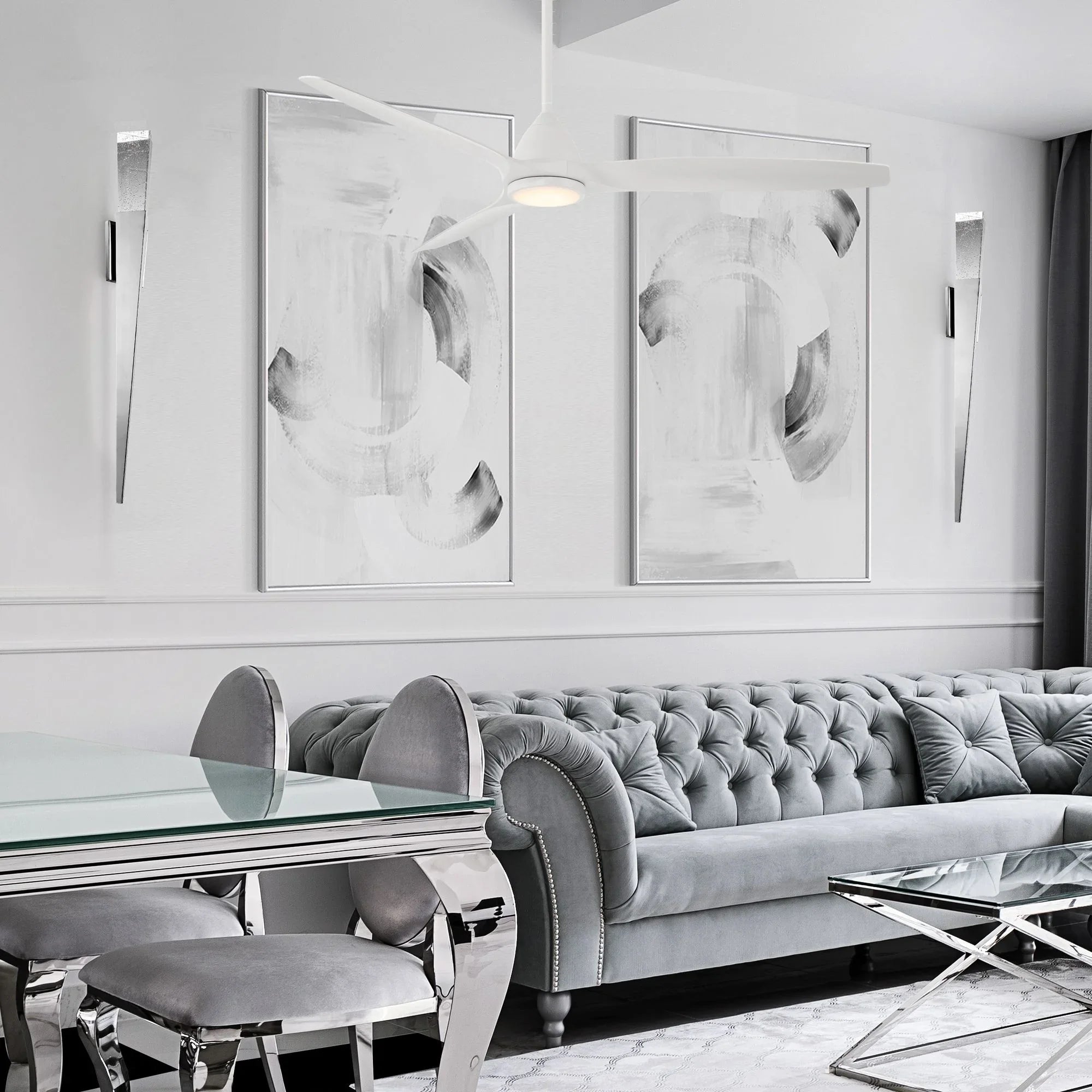 Skylark 62" Smart Ceiling Fan with CCT LED Light, Matte White