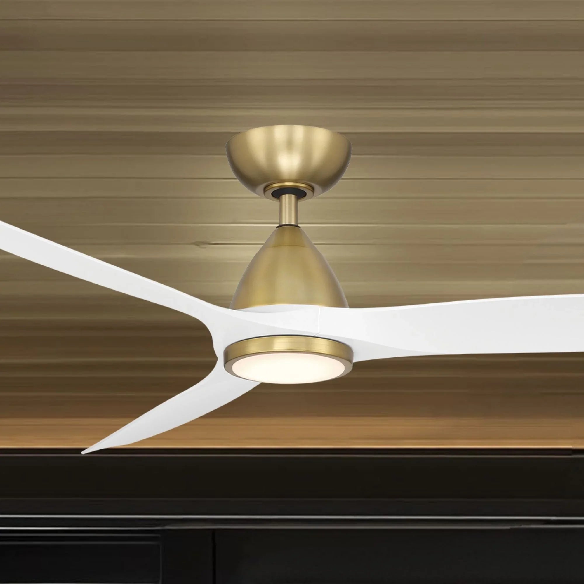 Skylark 62" Smart Ceiling Fan with CCT LED Light, Brass & White
