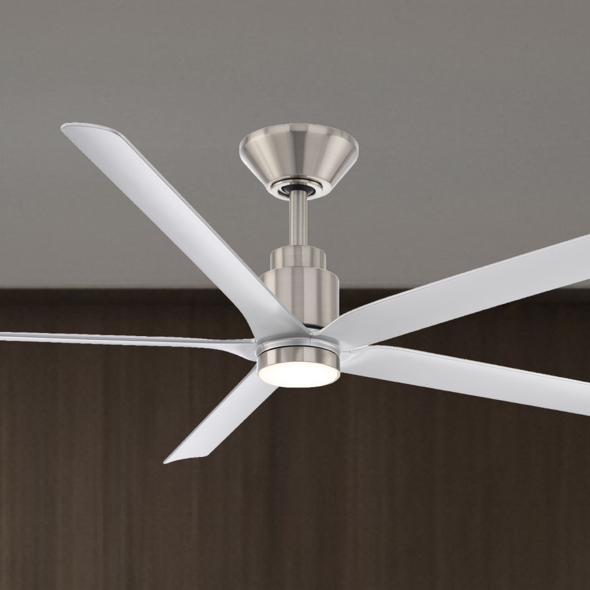 Smooth 5-Blade 56" CCT LED Smart Ceiling Fan, Brushed Nickel with Silver Blades
